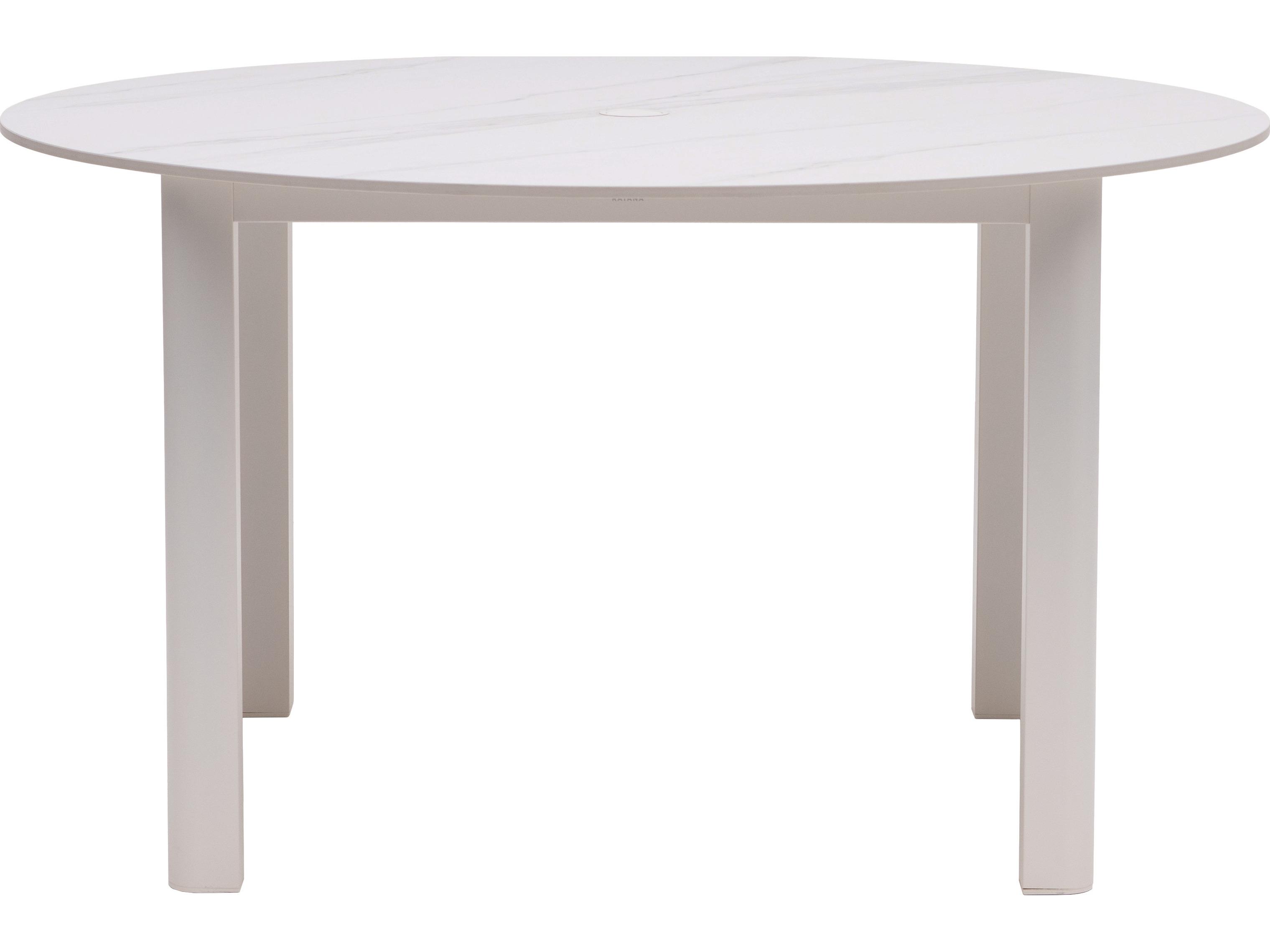 Ratana Hampshire Tables Aluminum Round Umbrella Hole Dining Table