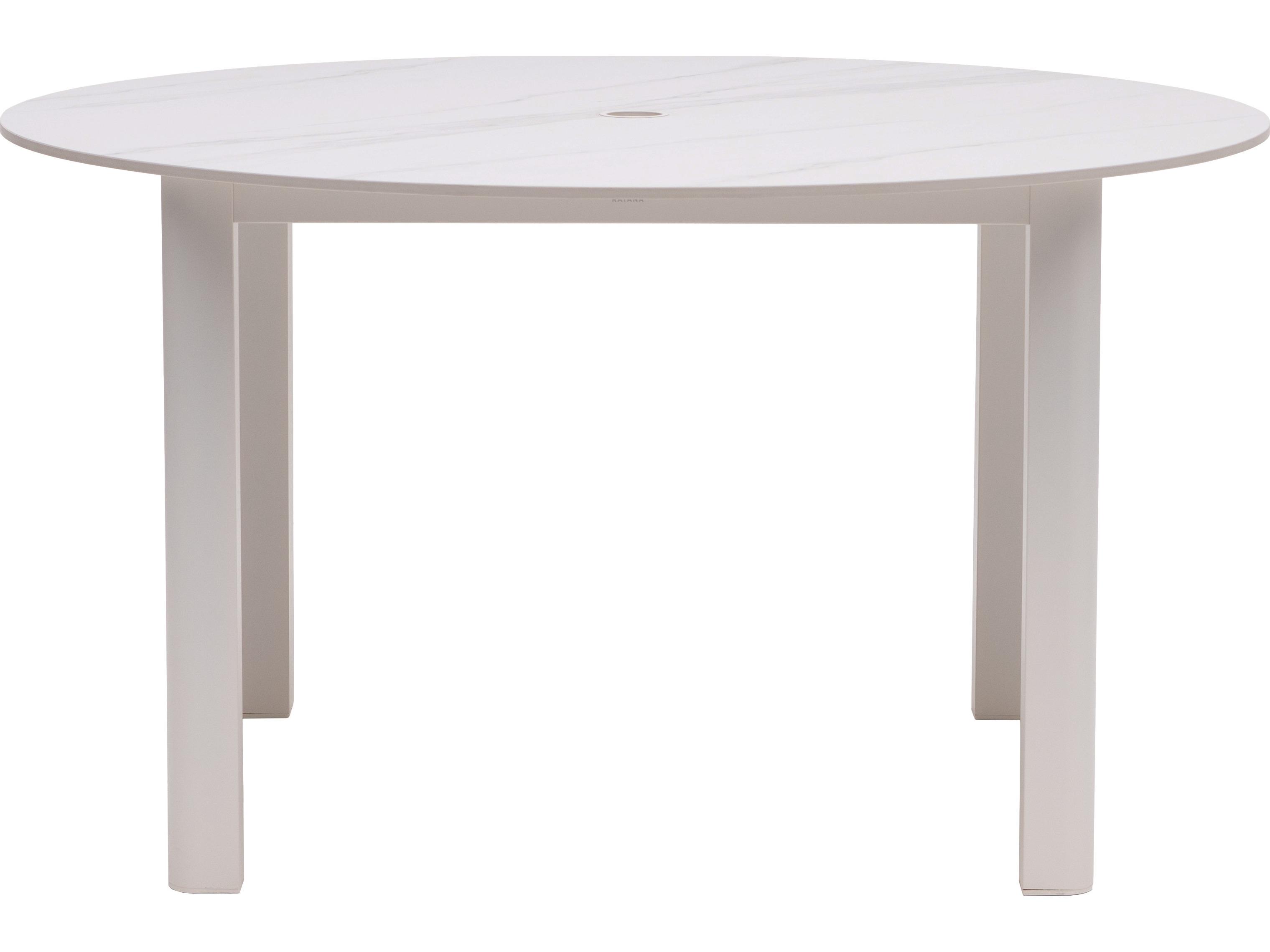 Ratana Hampshire Tables Aluminum Round Umbrella Hole Dining Table