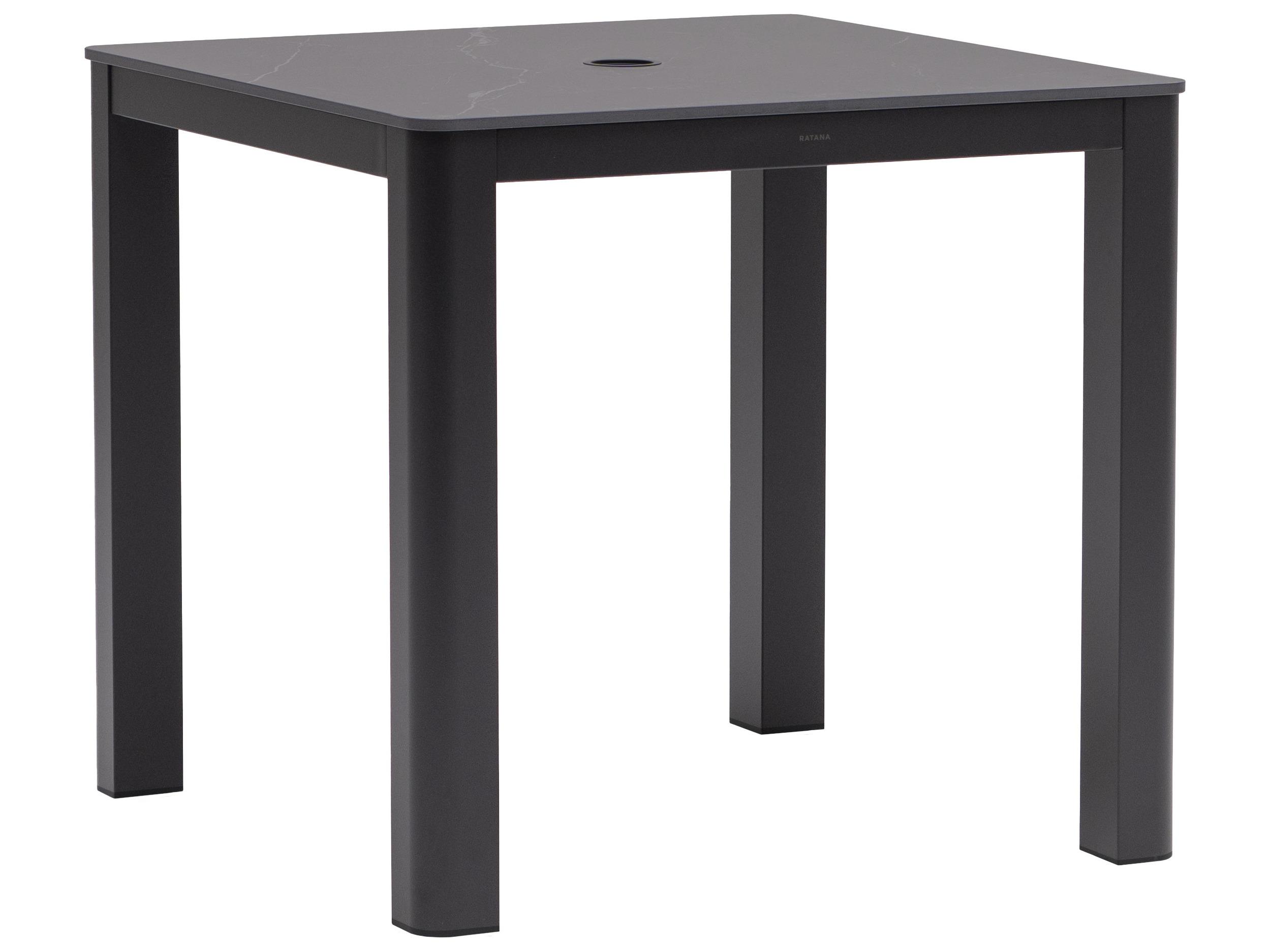 Ratana Hampshire Tables Aluminum Square Umbrella Hole Dining Table