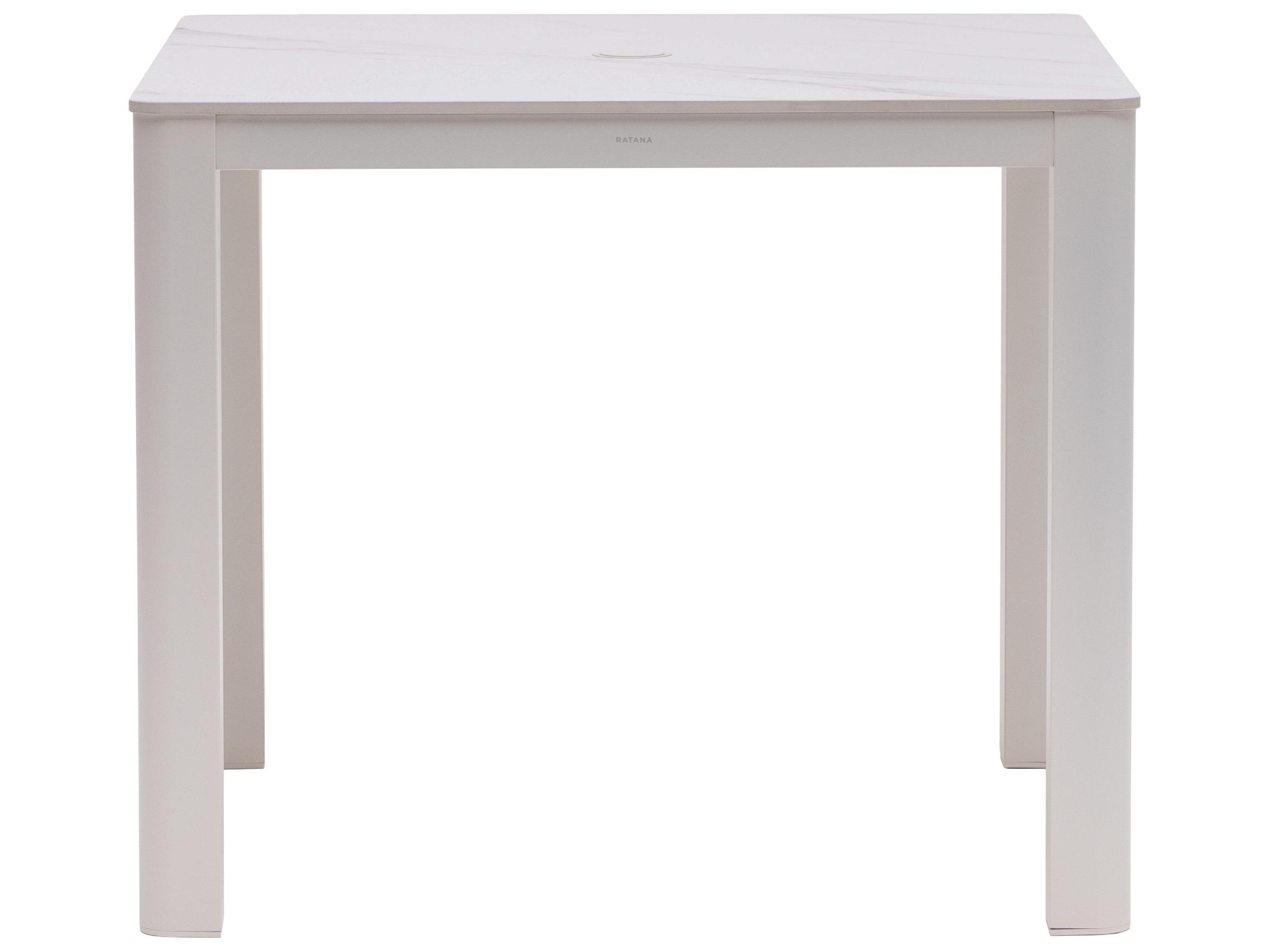 Ratana Hampshire Tables Aluminum Square Umbrella Hole Dining Table