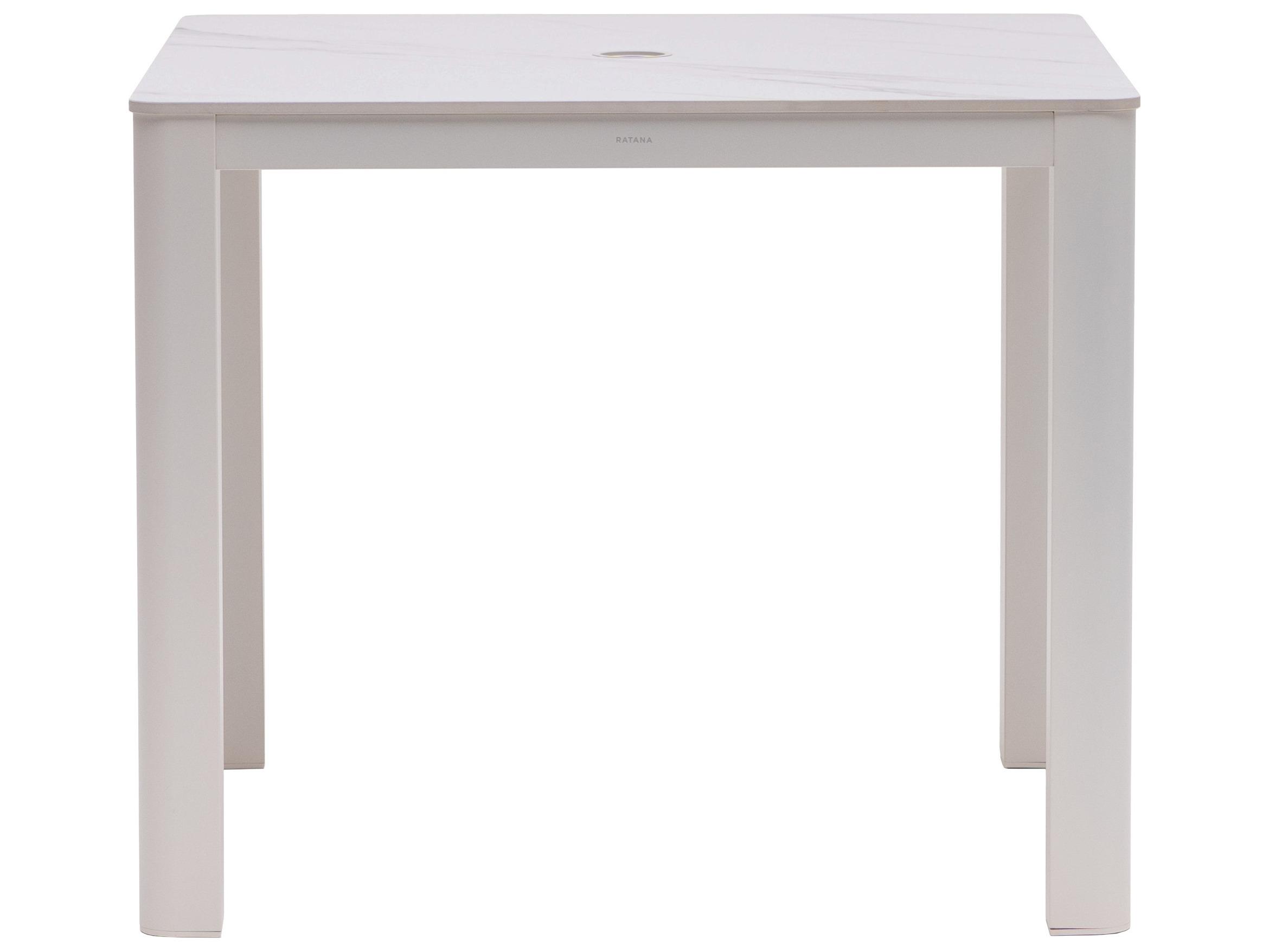 Ratana Hampshire Tables Aluminum Square Umbrella Hole Dining Table