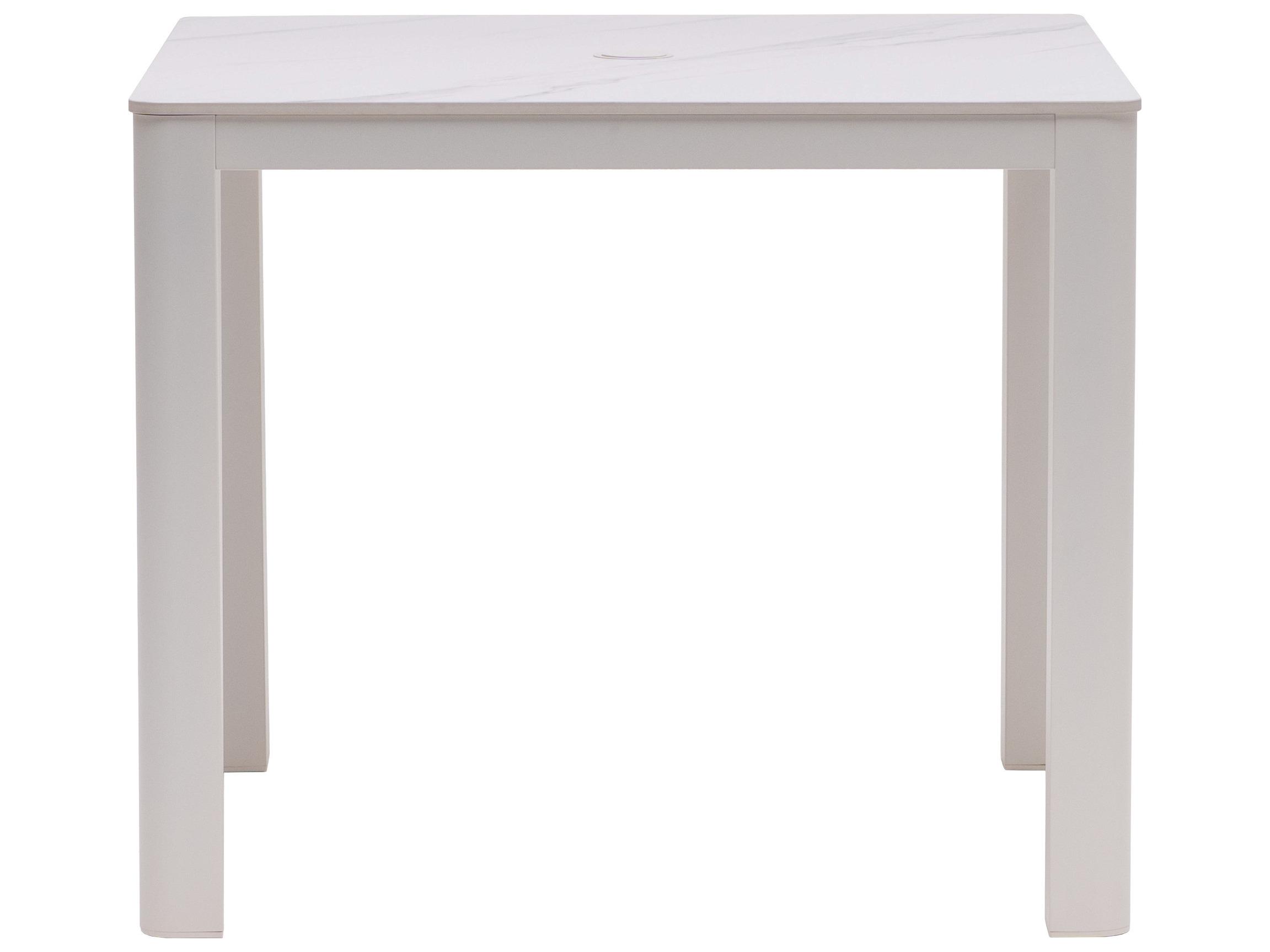 Ratana Hampshire Tables Aluminum Square Umbrella Hole Dining Table