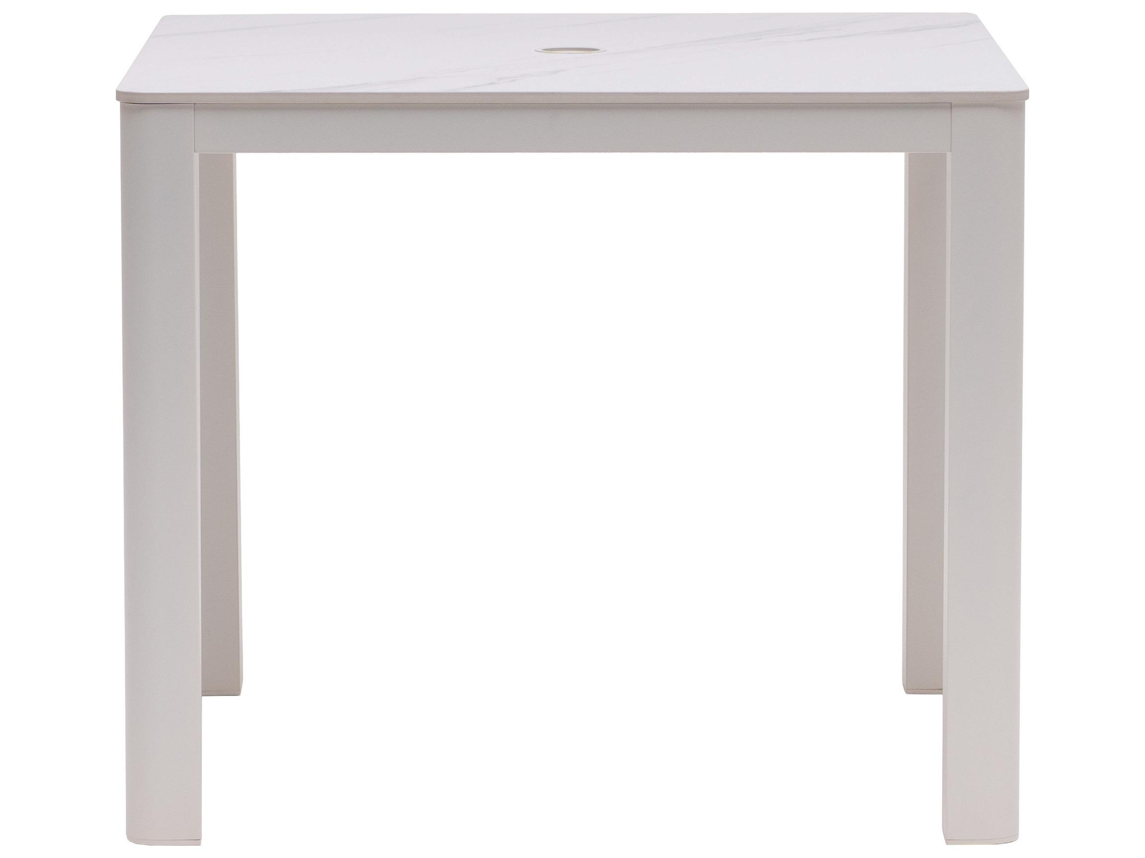 Ratana Hampshire Tables Aluminum Square Umbrella Hole Dining Table