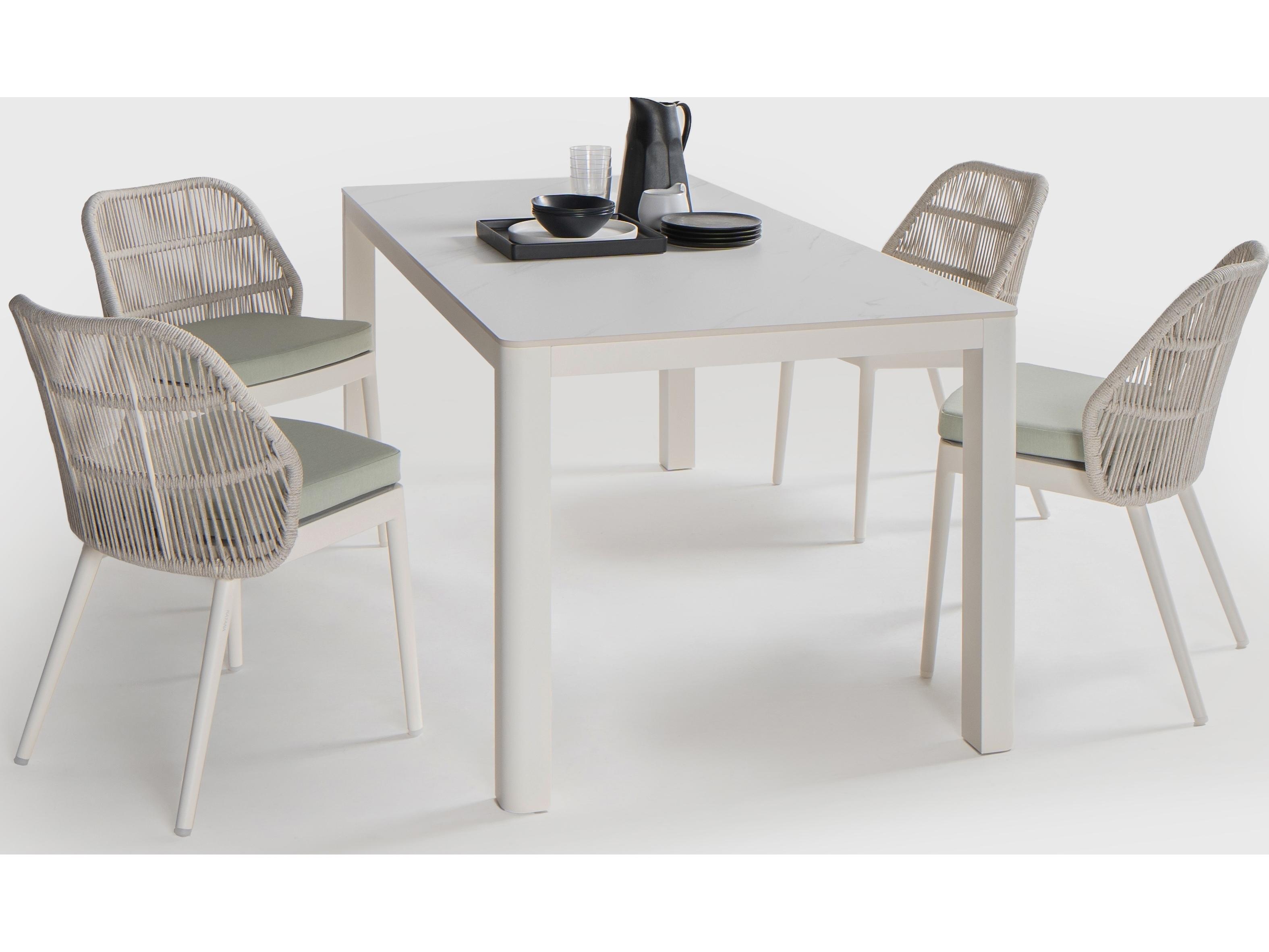 Ratana Hampshire Tables Aluminum Rectangular Umbrella Hole Dining Table