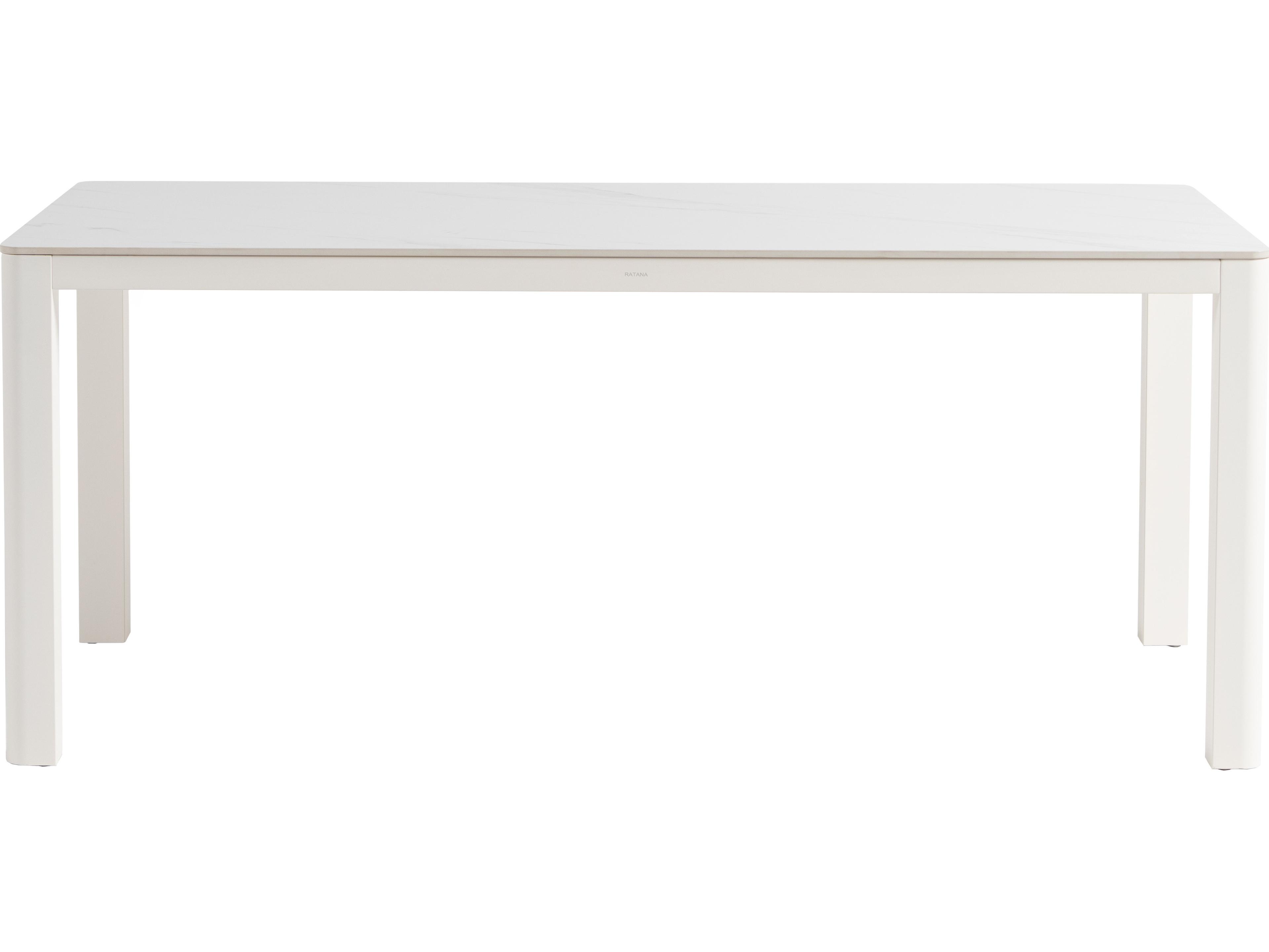 Ratana Hampshire Tables Aluminum Rectangular Umbrella Hole Dining Table