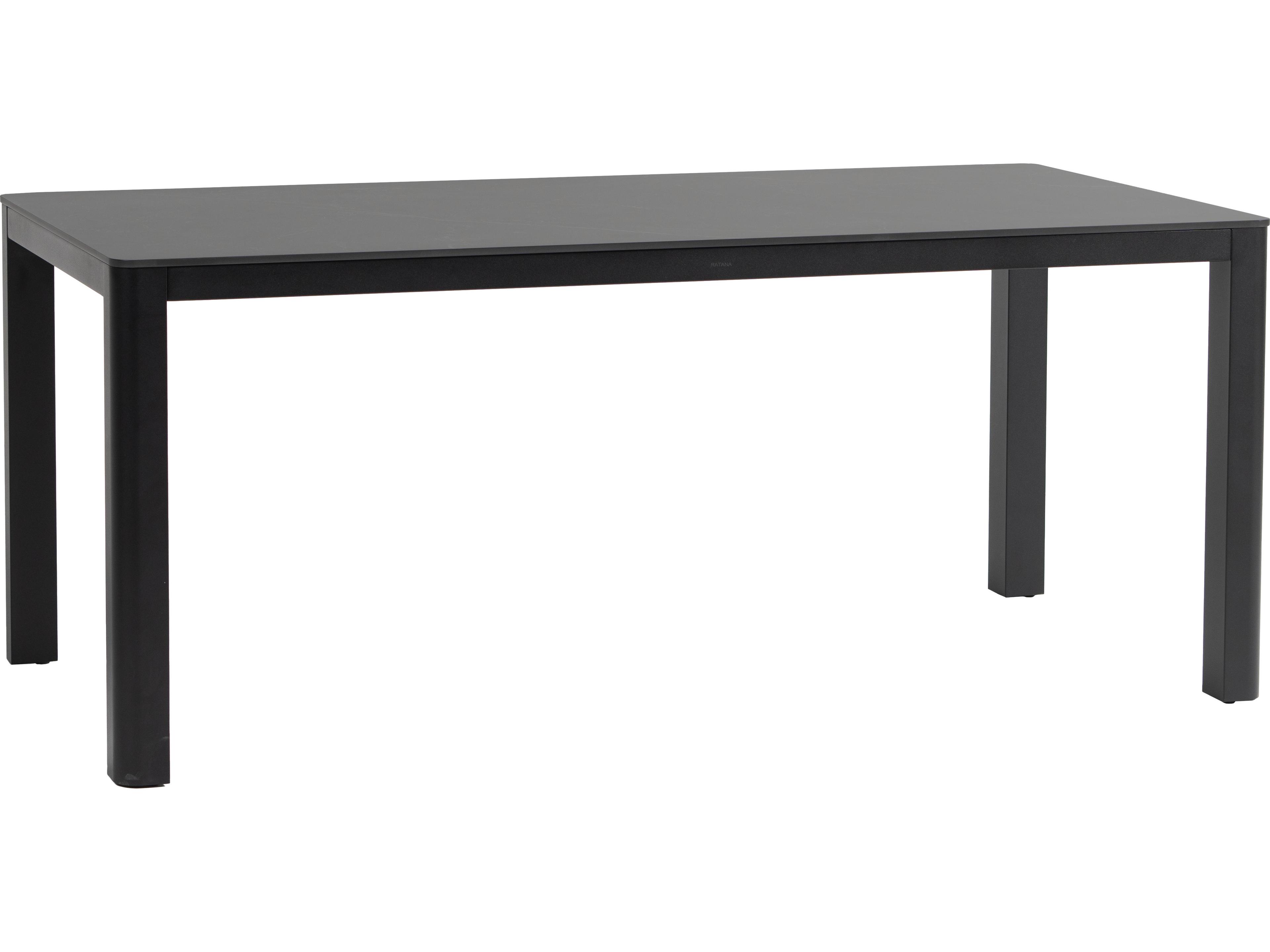 Ratana Hampshire Tables Aluminum Rectangular Umbrella Hole Dining Table