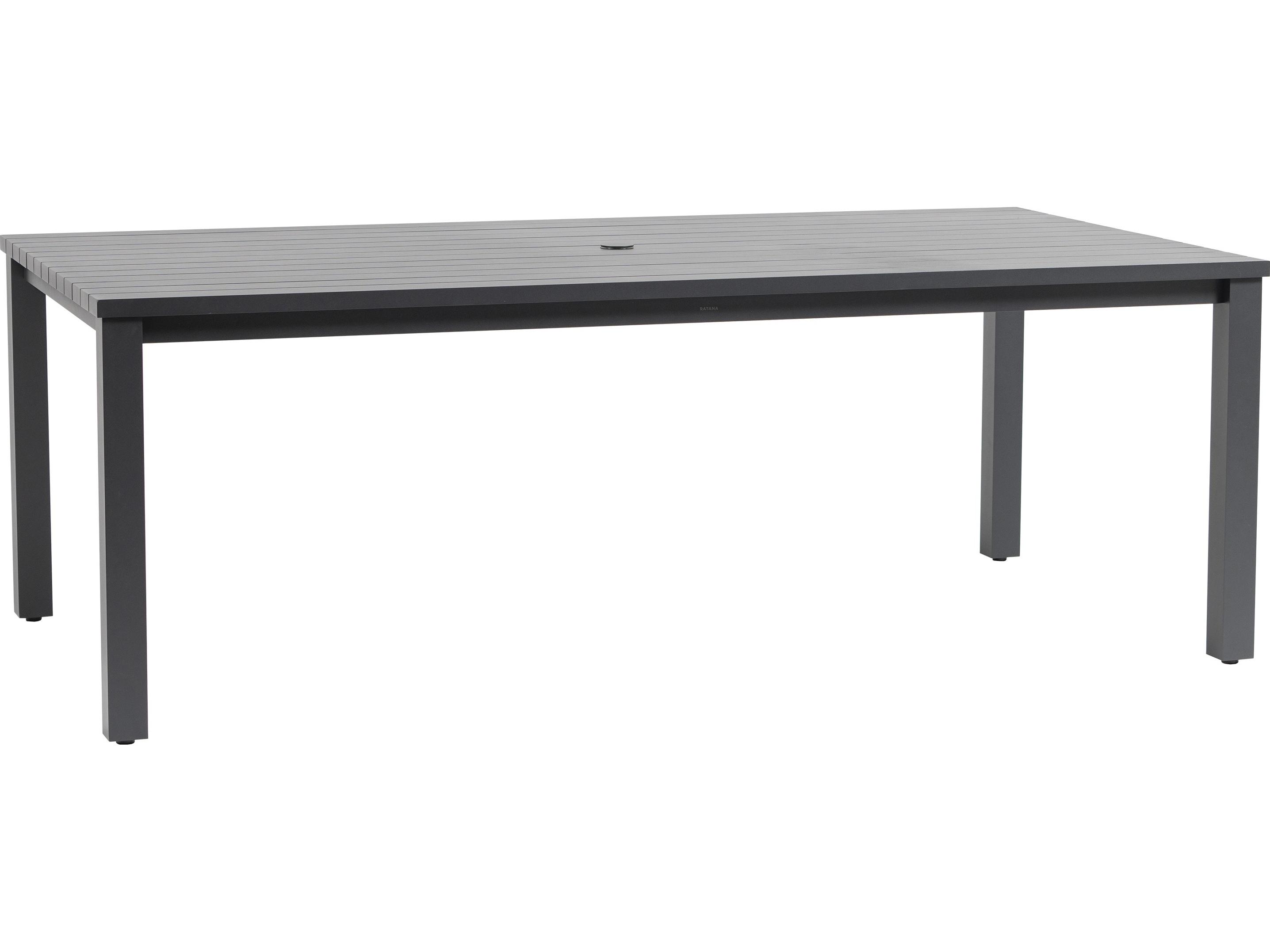 Ratana Vienna Aluminum Rectangular Umbrella Hole Dining Table