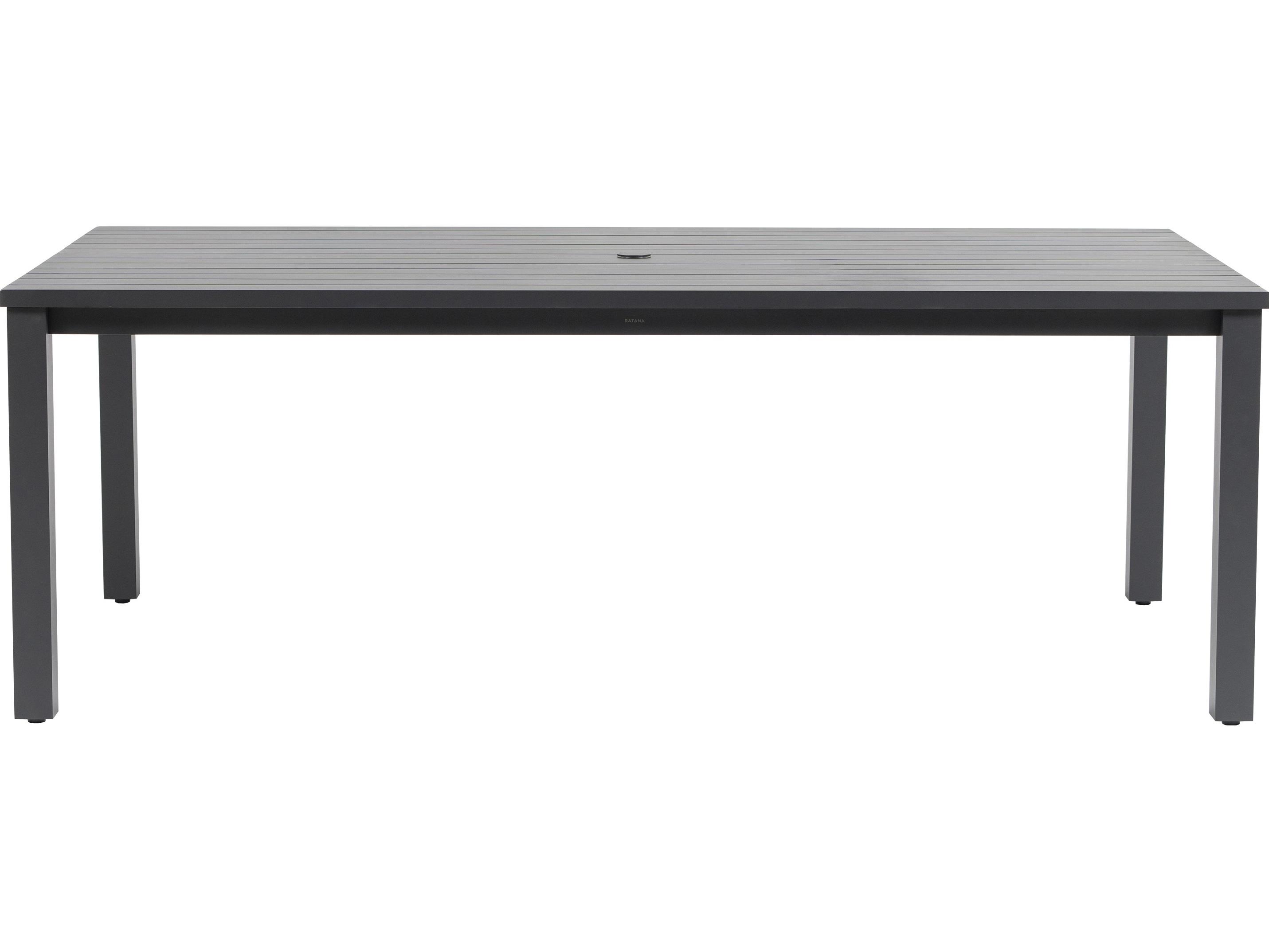 Ratana Vienna Aluminum Rectangular Umbrella Hole Dining Table