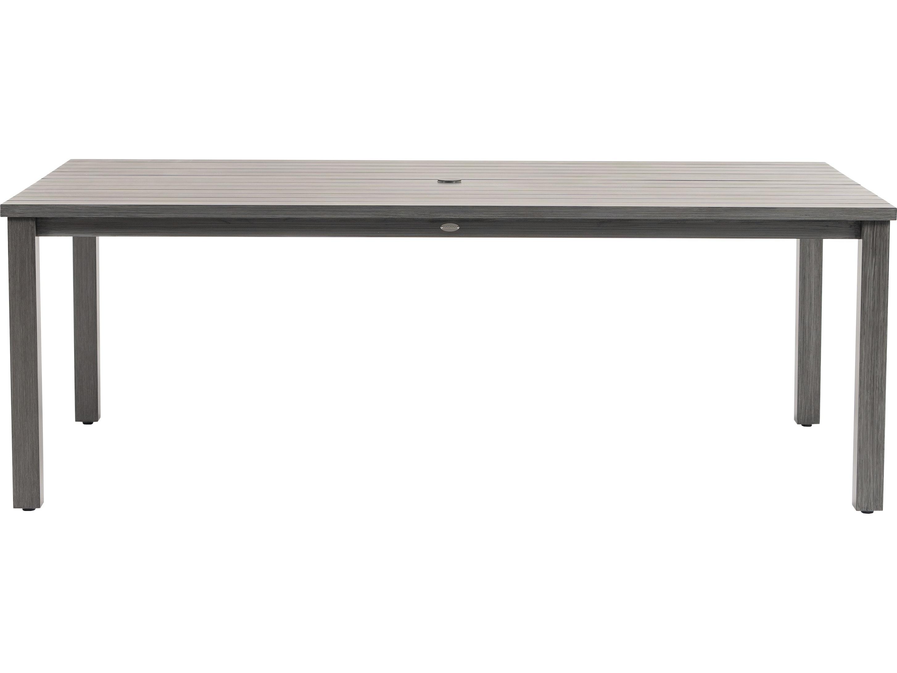 Ratana Oasis Aluminum Rectangular Umbrella Hole Dining Table