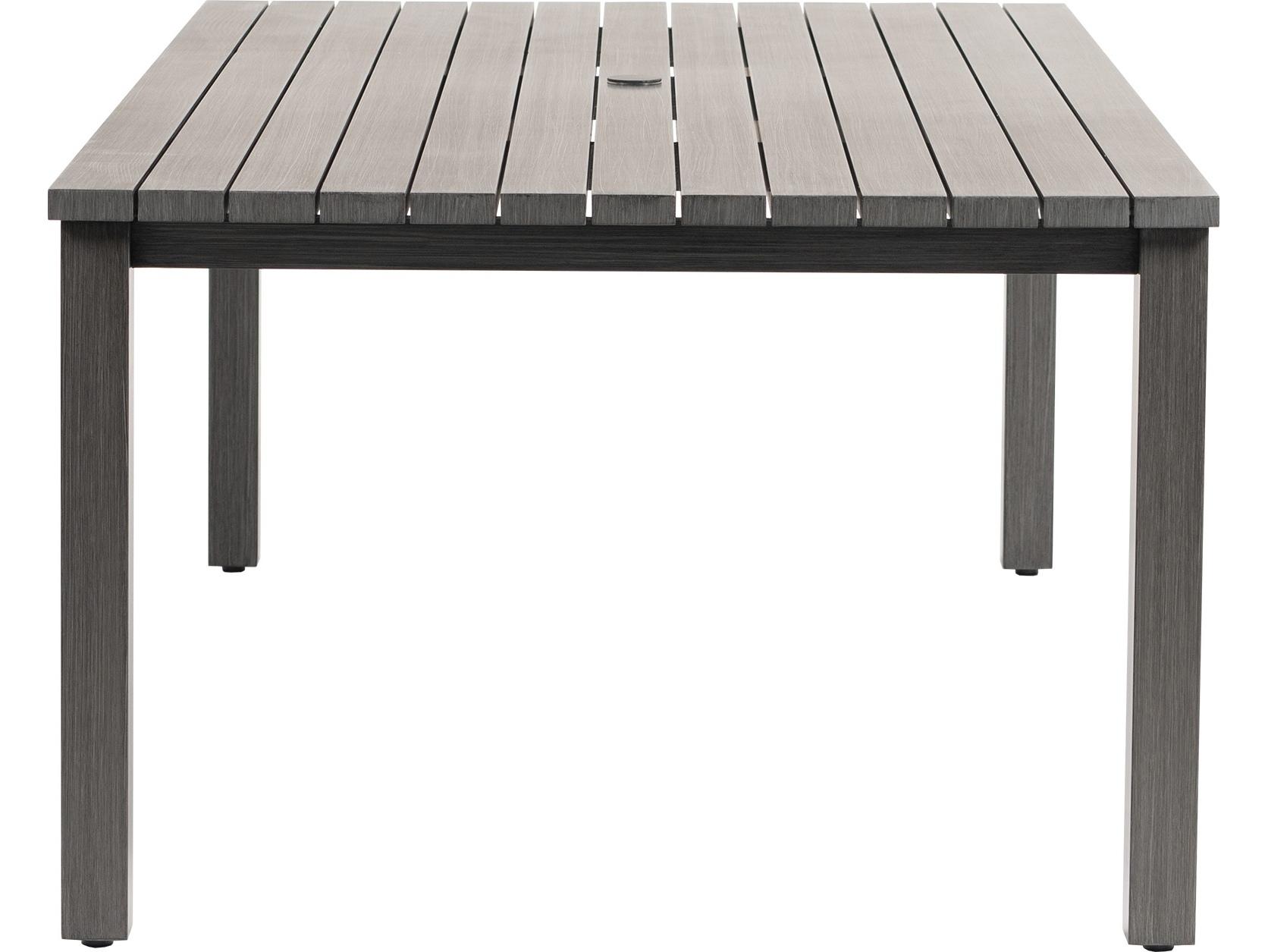 Ratana Oasis Aluminum Rectangular Umbrella Hole Dining Table