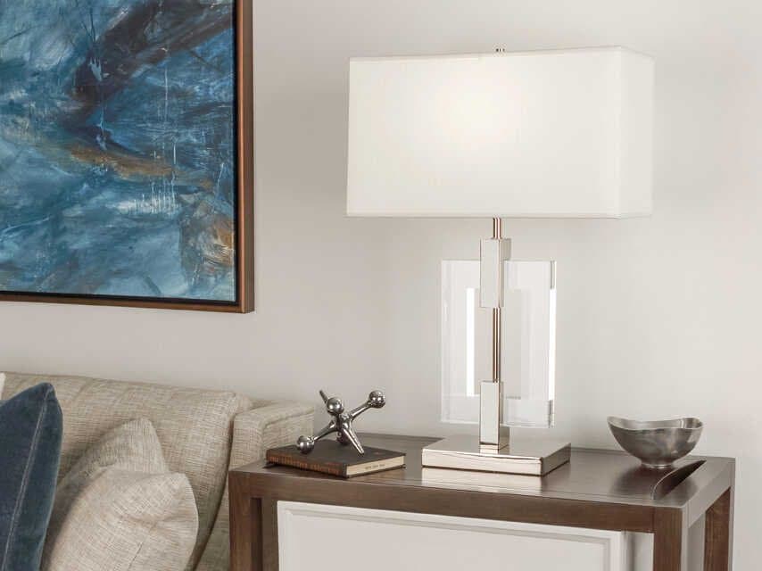 Robert Abbey Lincoln Polished Nickel Crystal Table Lamp