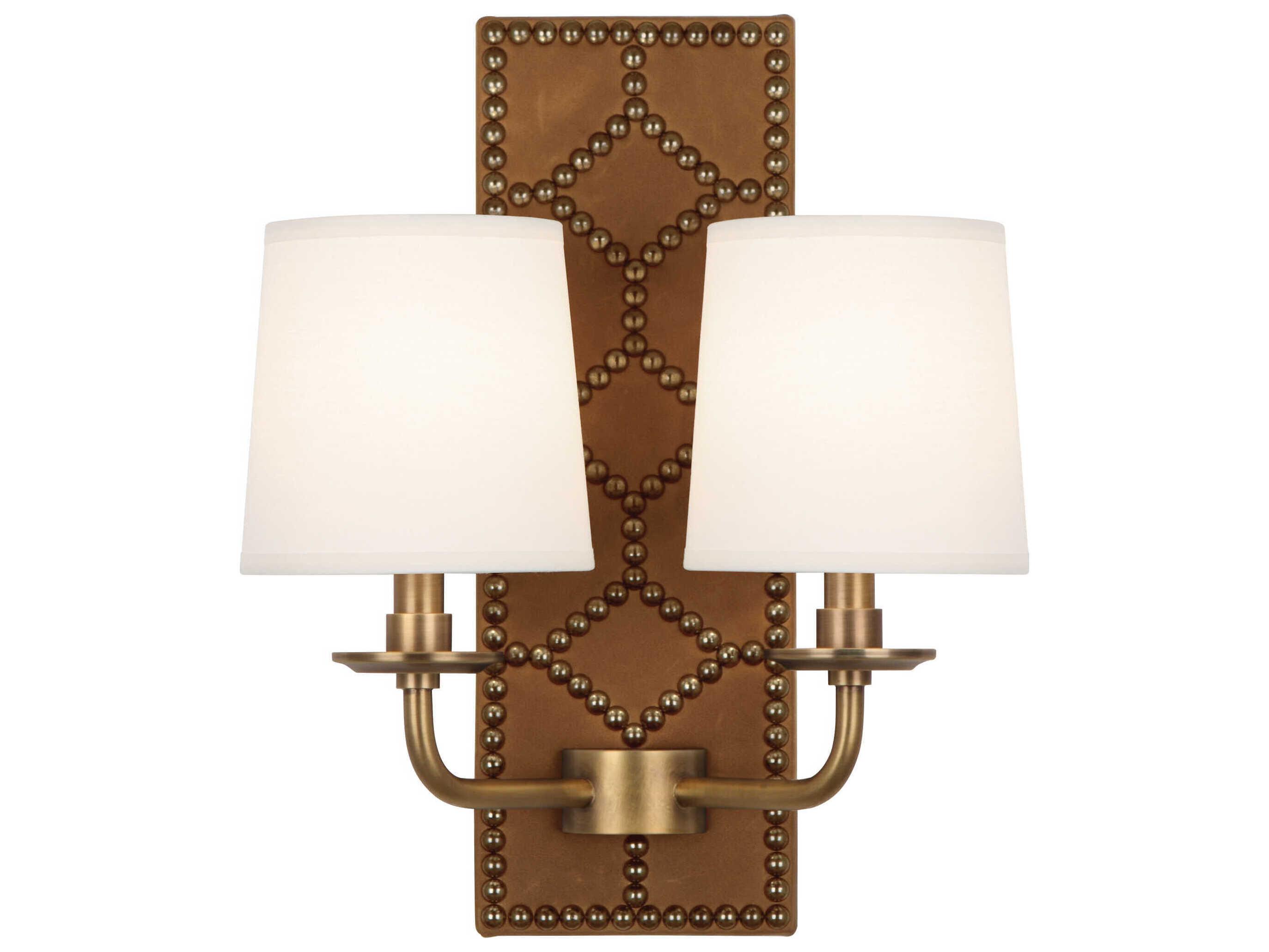 Robert Abbey Williamsburg Lightfoot 2-Light English Ochre Leather Brown Traditional Wall Sconce