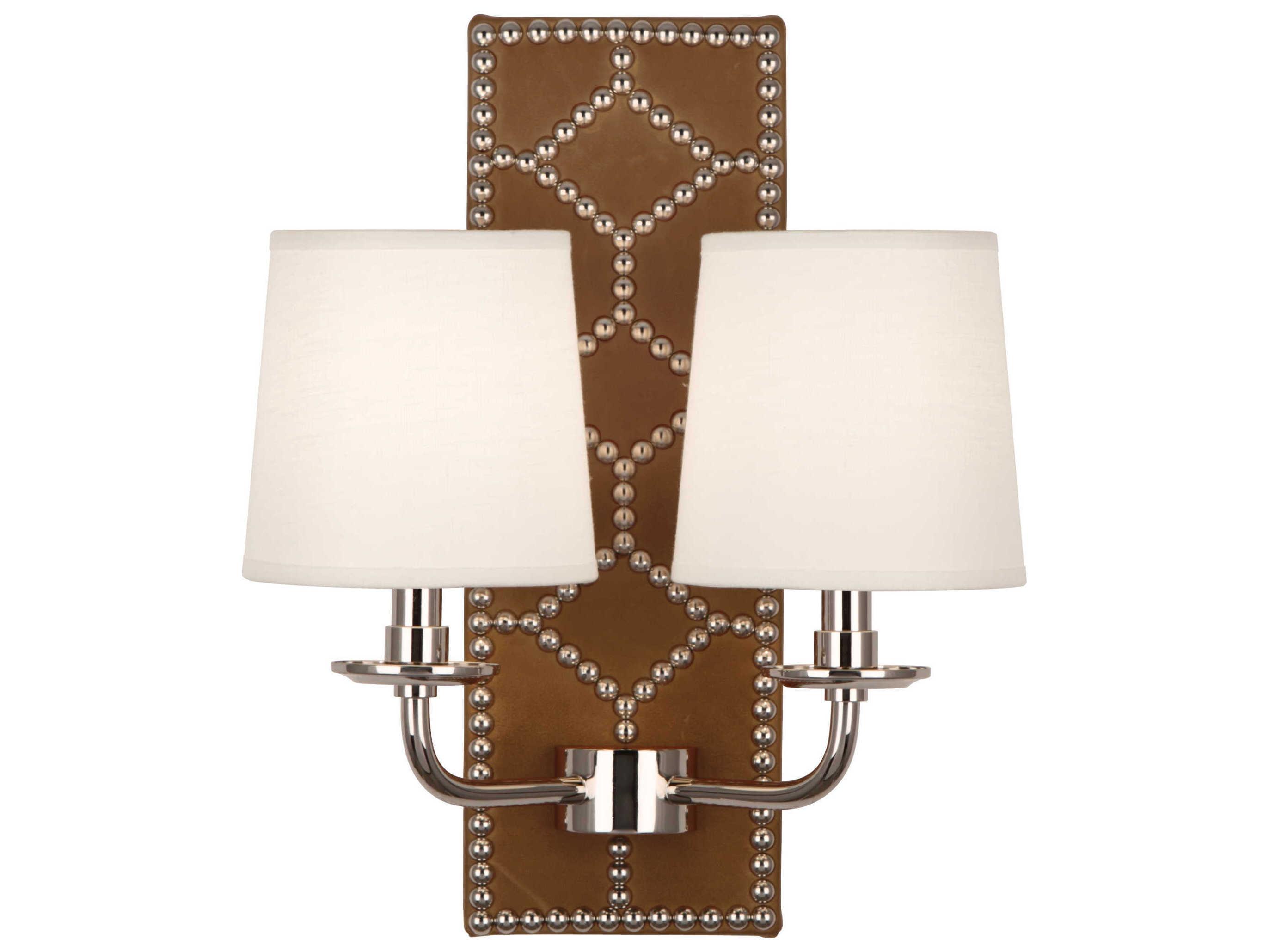Robert Abbey Williamsburg Lightfoot 2-Light English Ochre Leather Brown Traditional Wall Sconce