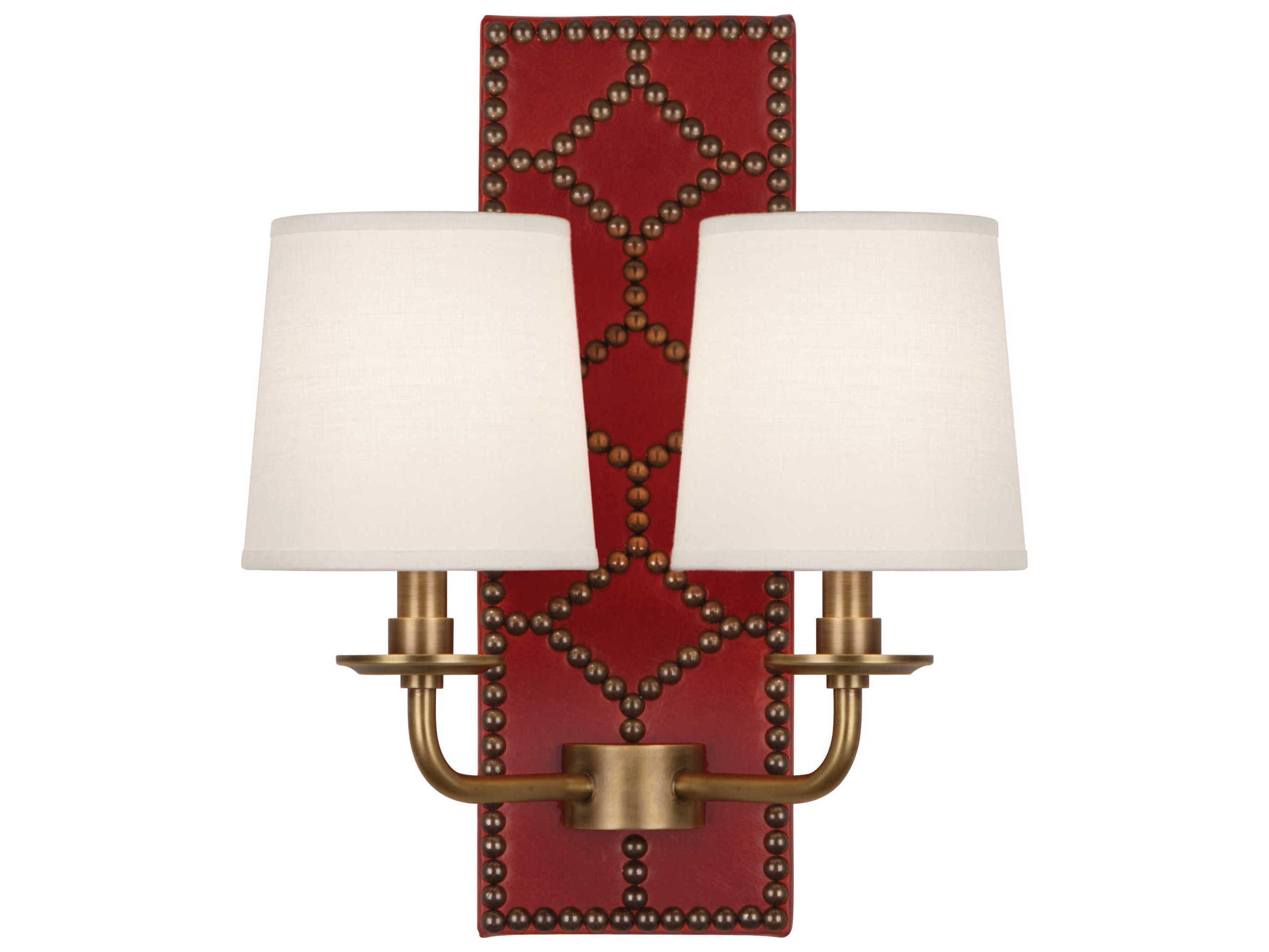 Robert Abbey Williamsburg Lightfoot 2-Light Dragons Blood Leather Red Traditional Wall Sconce