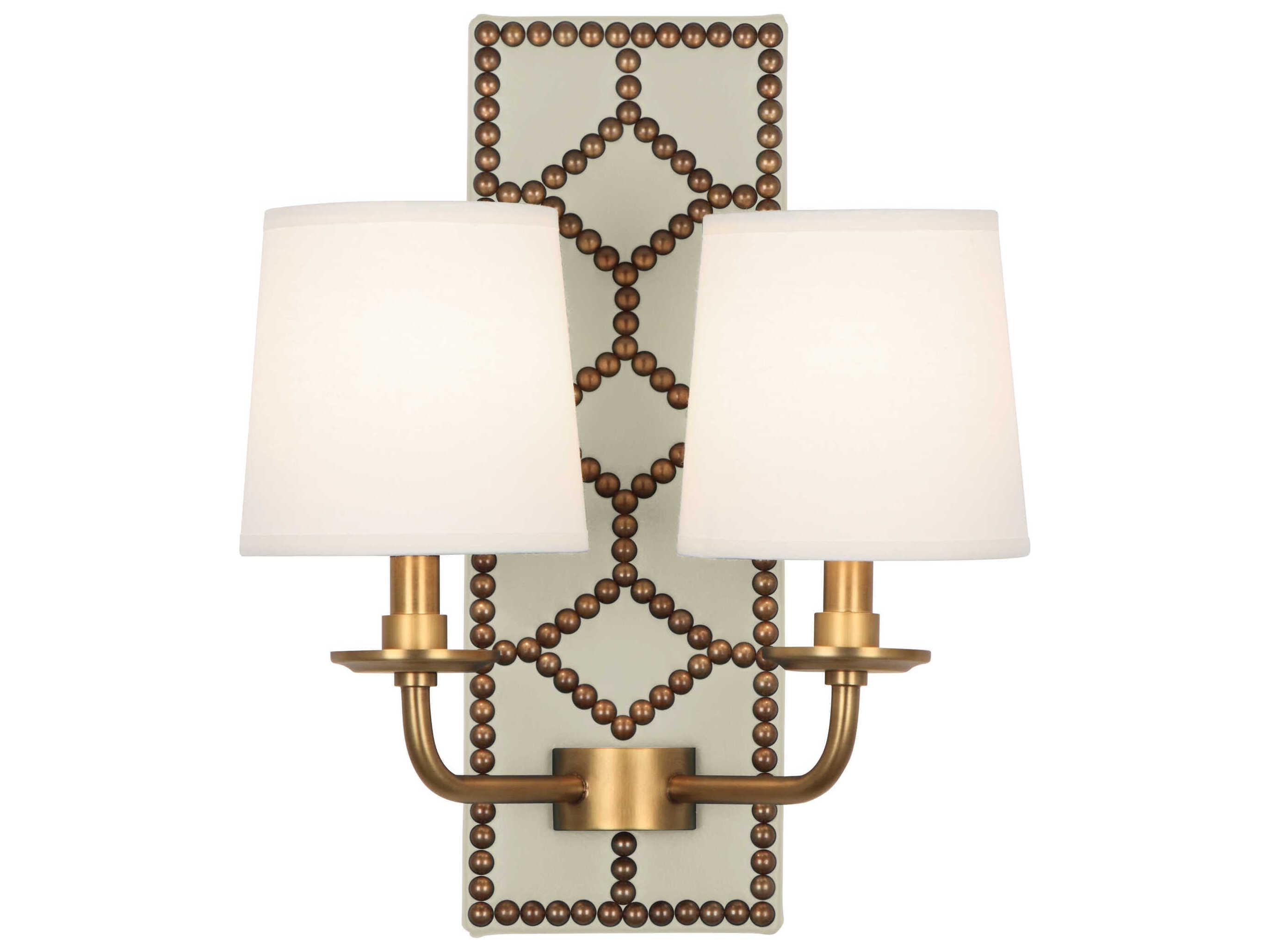 Robert Abbey Williamsburg Lightfoot 2-Light Bruton White Leather Traditional Wall Sconce