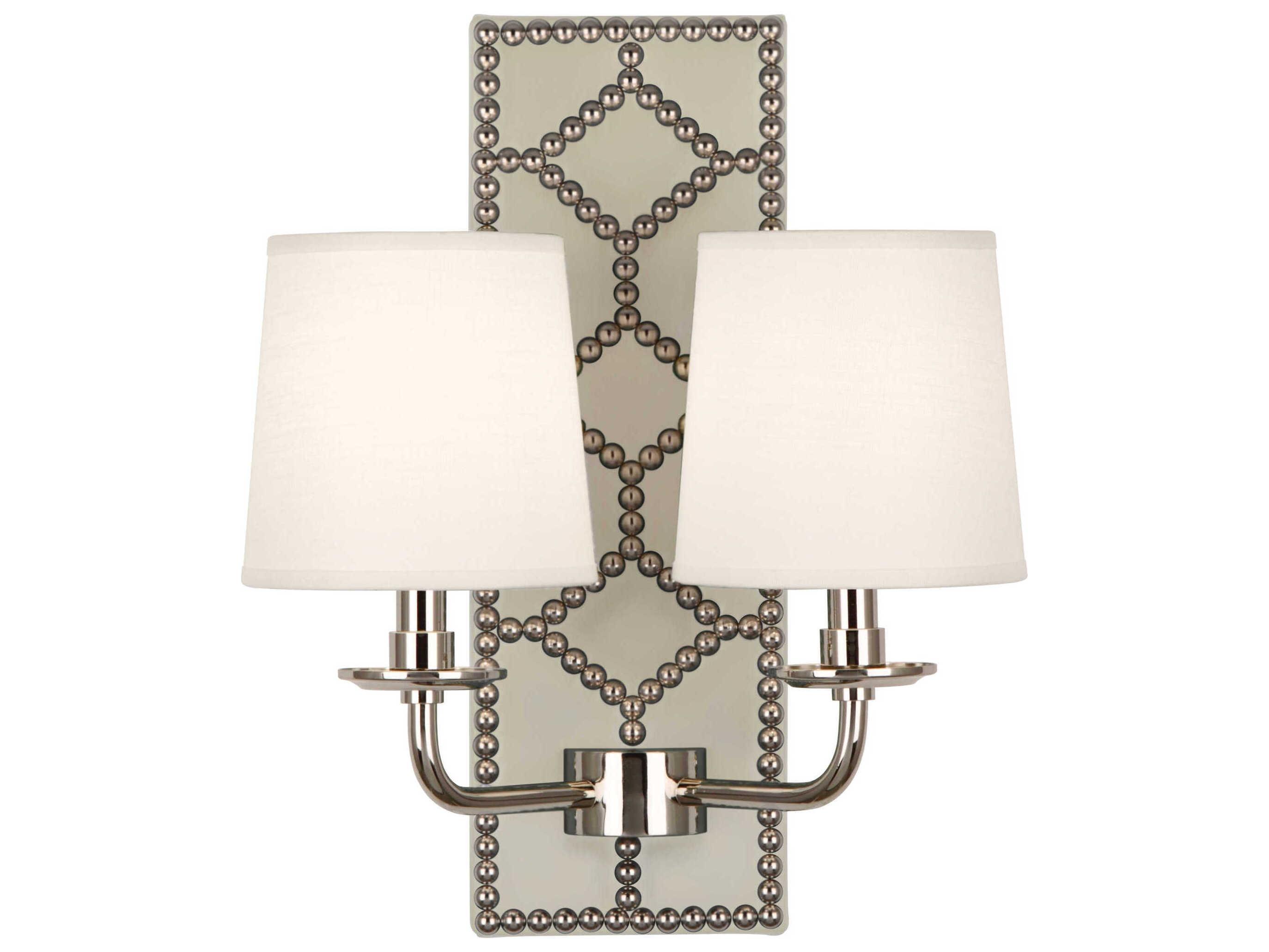 Robert Abbey Williamsburg Lightfoot 2-Light Bruton White Leather Traditional Wall Sconce