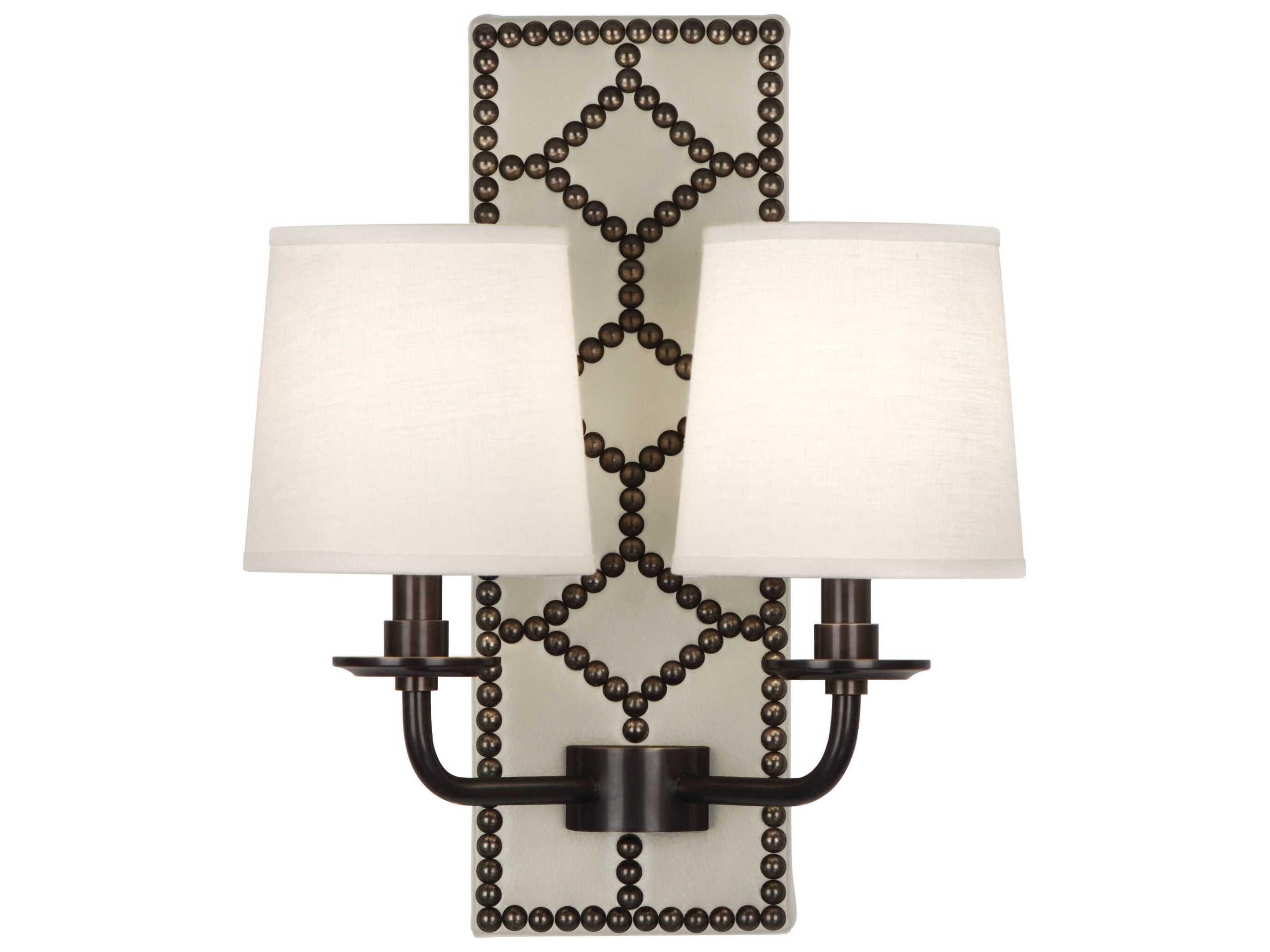 Robert Abbey Williamsburg Lightfoot 2-Light Bruton White Leather Traditional Wall Sconce