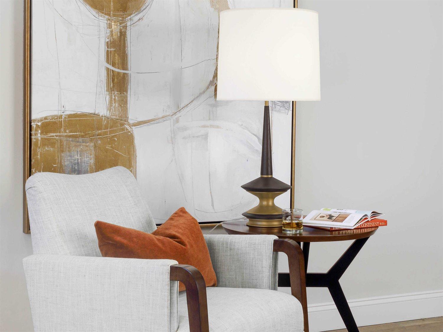 Robert Abbey Fletcher Warm Brass Dark Walnut Buffet Lamp