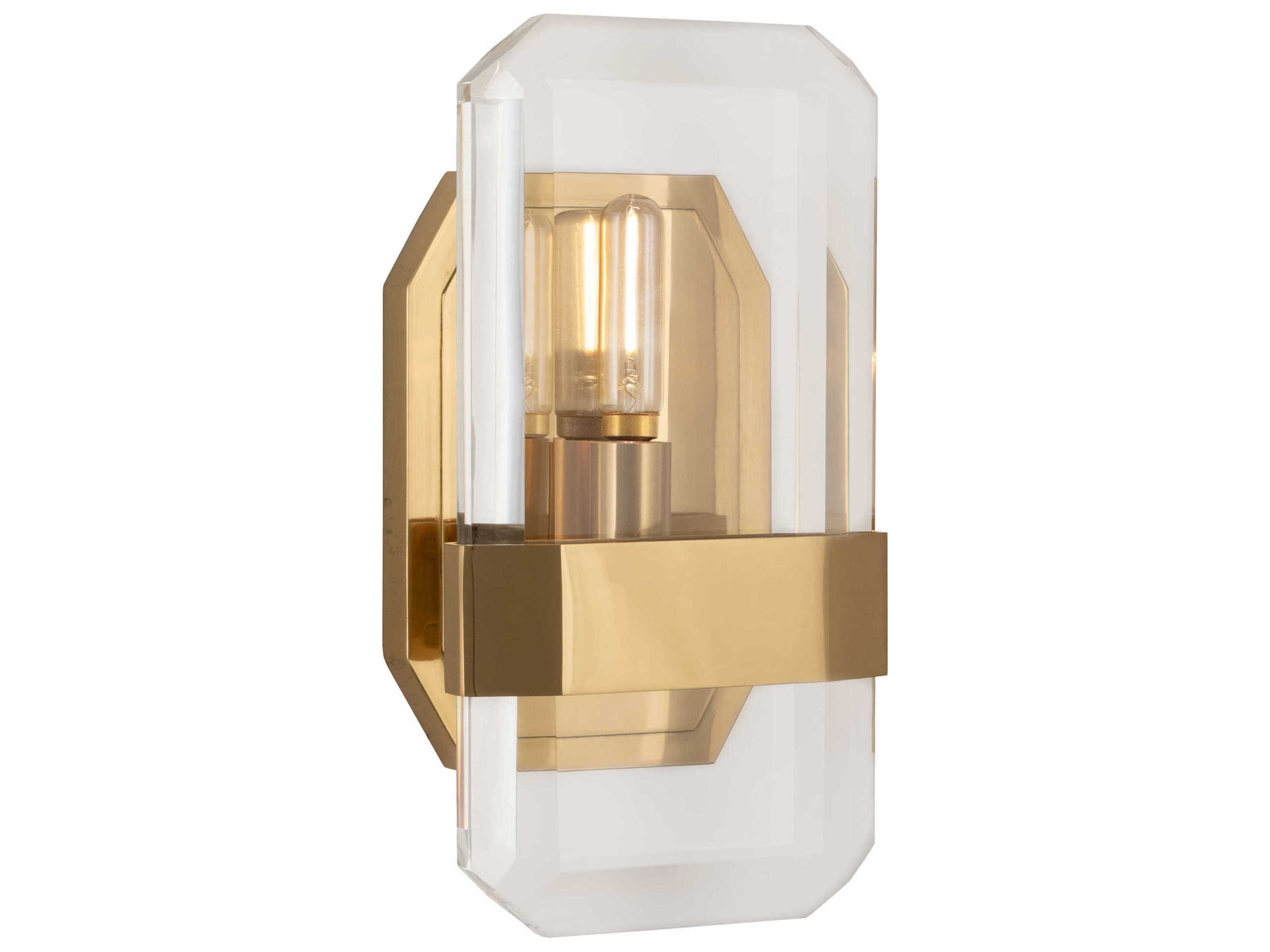 Robert Abbey Jacqueline 1-Light Modern Brass Clear Crystal Wall Sconce