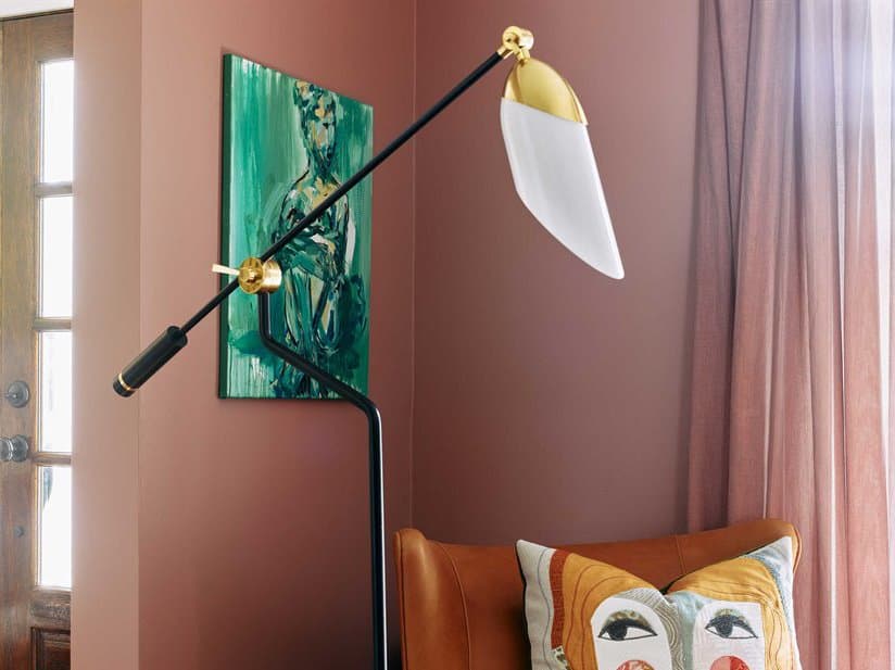 Robert Abbey Ferdinand Matte Black Painted Modern Brass Floor Lamp