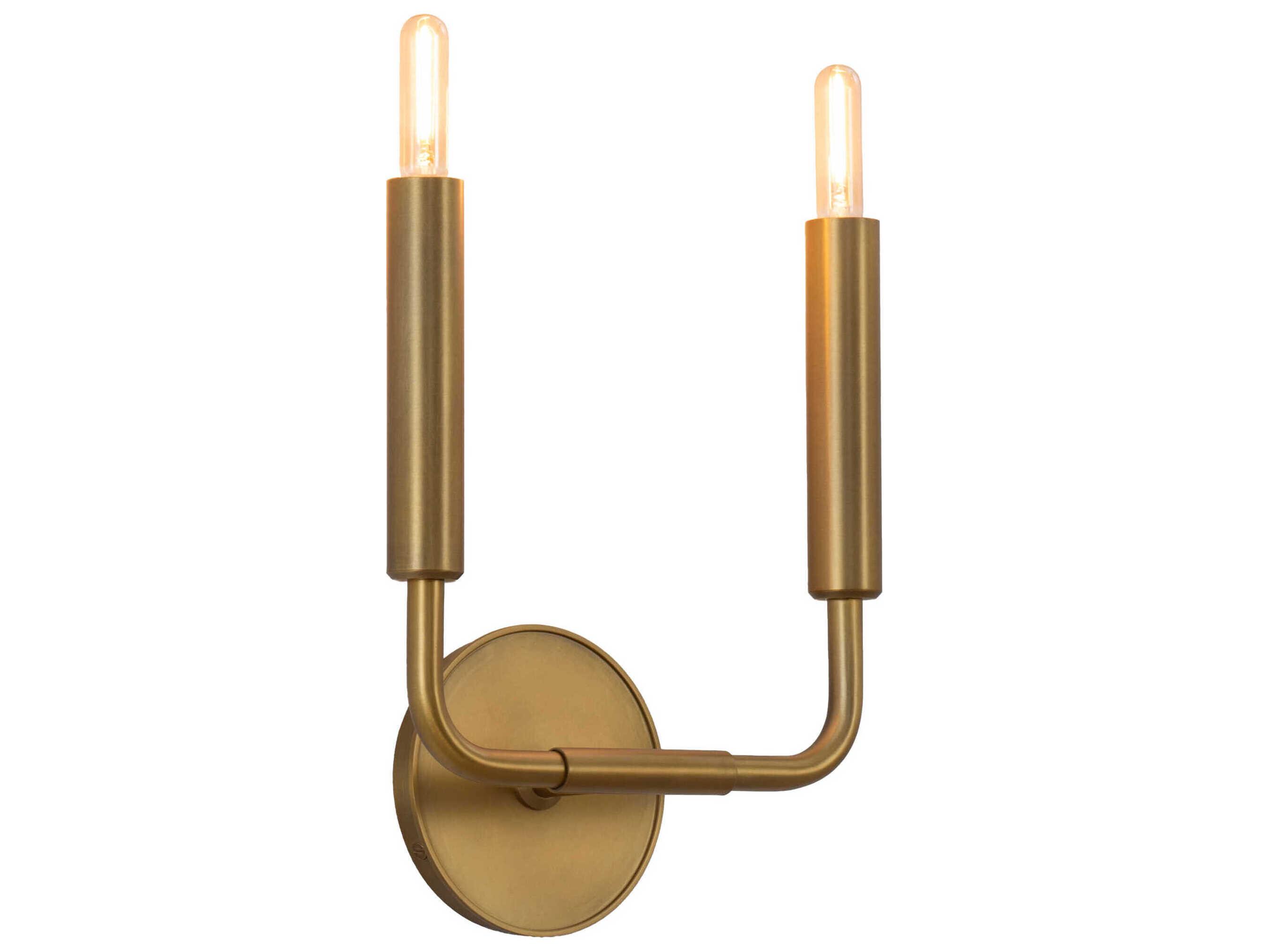 Robert Abbey Mavisten Edition Carbonia 2-Light Lacquered Burnished Brass Wall Sconce