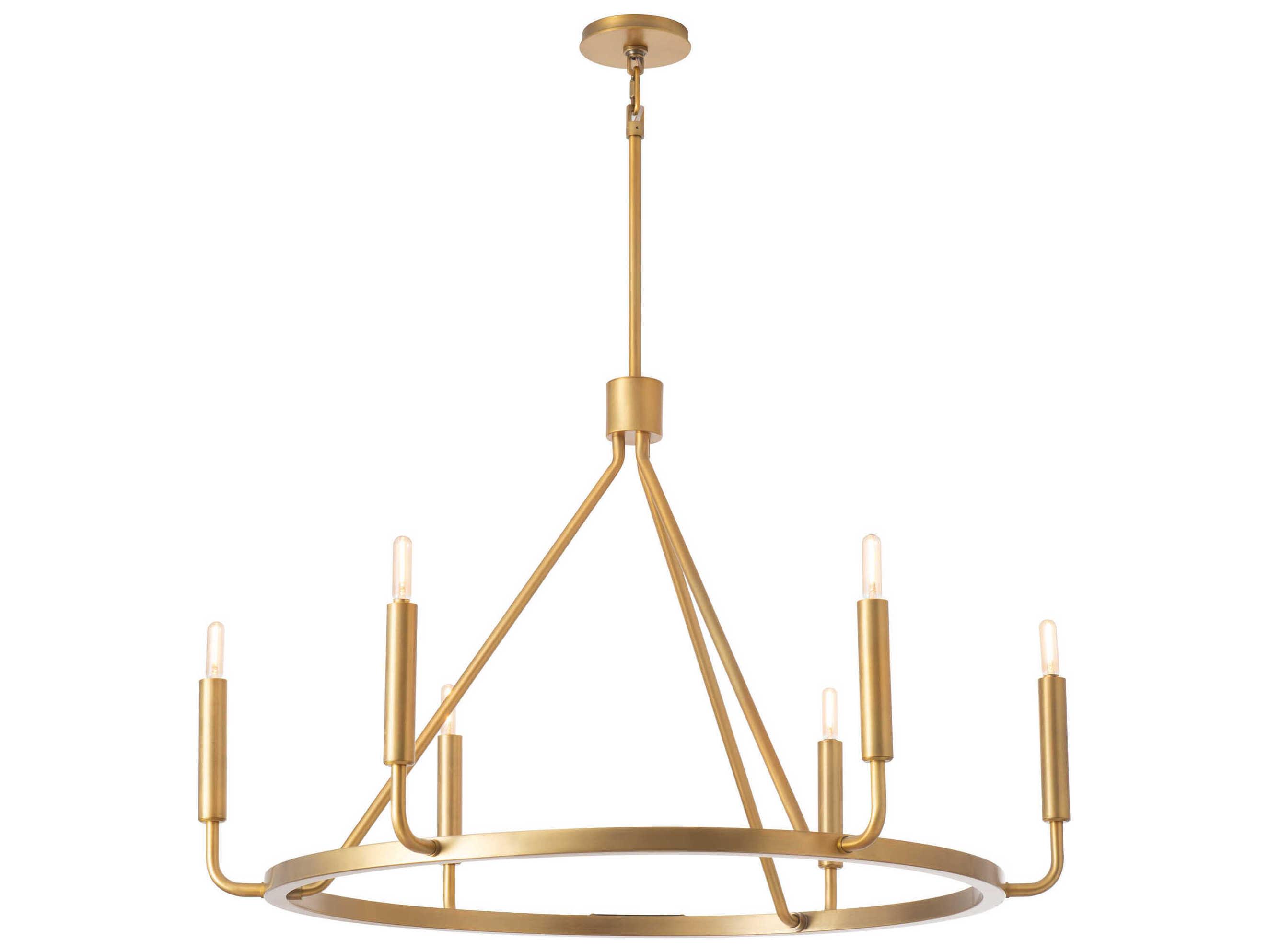 Robert Abbey Mavisten Edition Carbonia 6-Light Lacquered Burnished Brass Chandelier