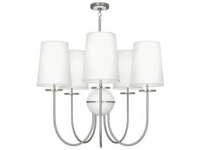 Robert Abbey Fineas 5-Light Dark Antique Nickel Alabaster Stone Chandelier