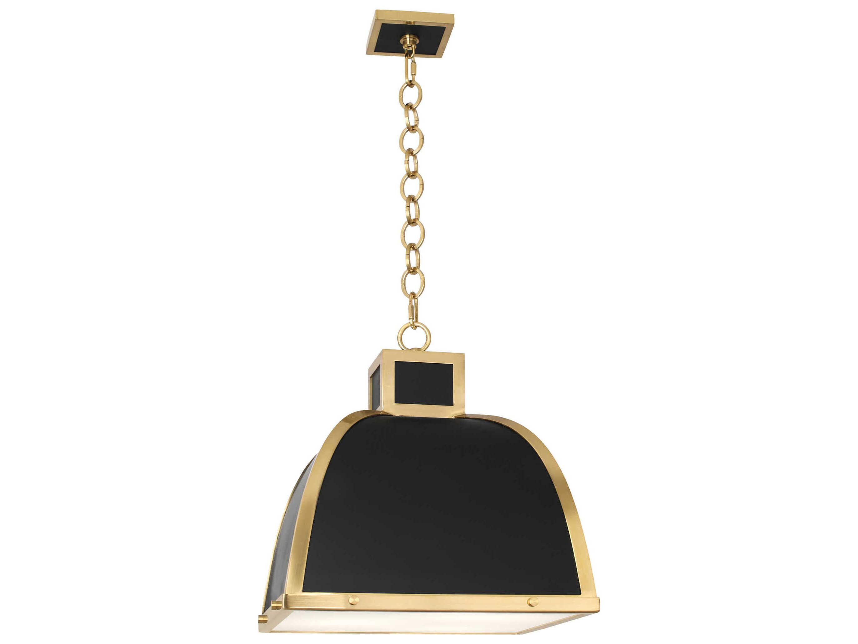 Robert Abbey Ranger 3-Light Matte Black Painted Modern Brass Pendant