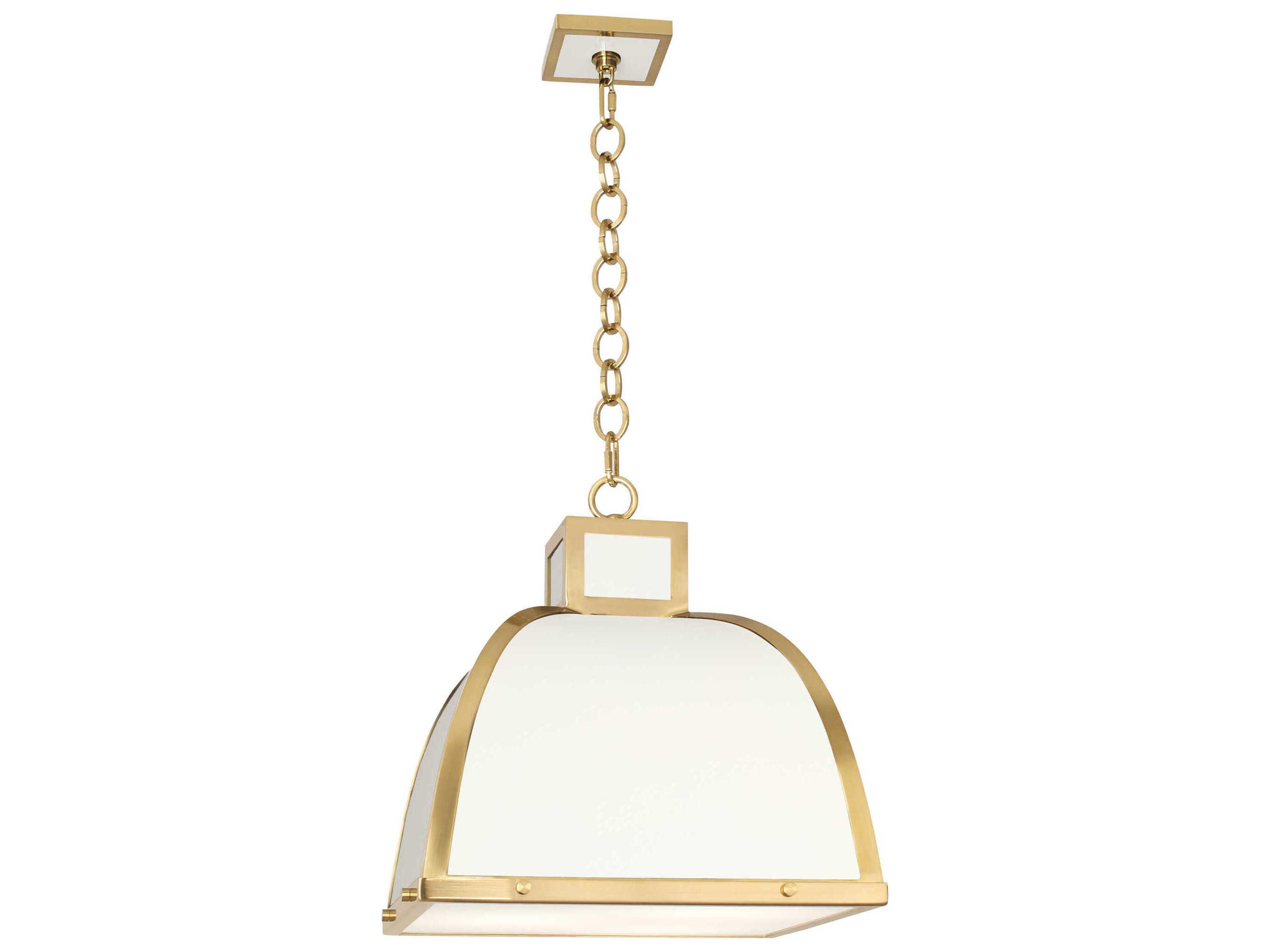 Robert Abbey Ranger 3-Light Glossy White Painted Modern Brass Pendant