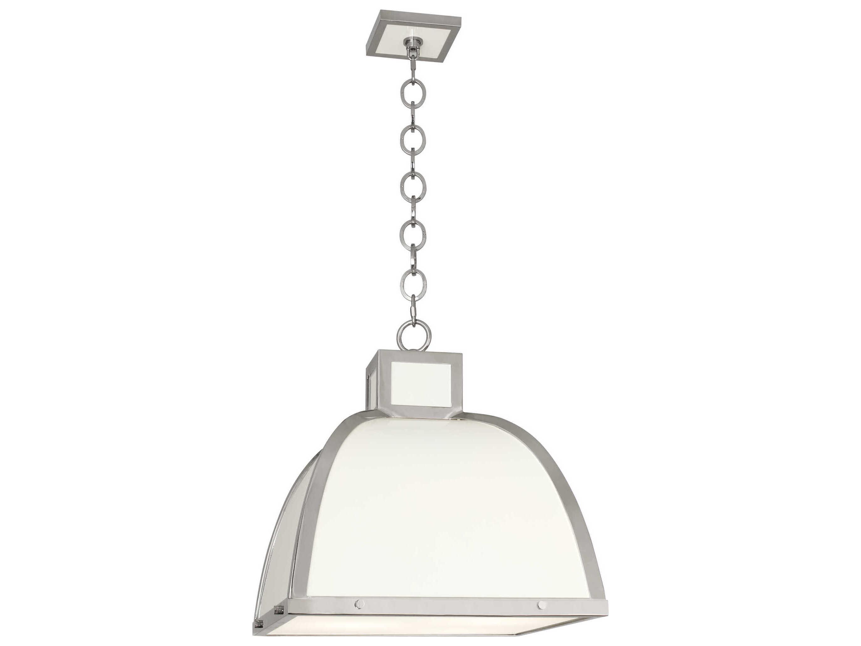 Robert Abbey Ranger 3-Light Glossy White Painted Polished Nickel Pendant