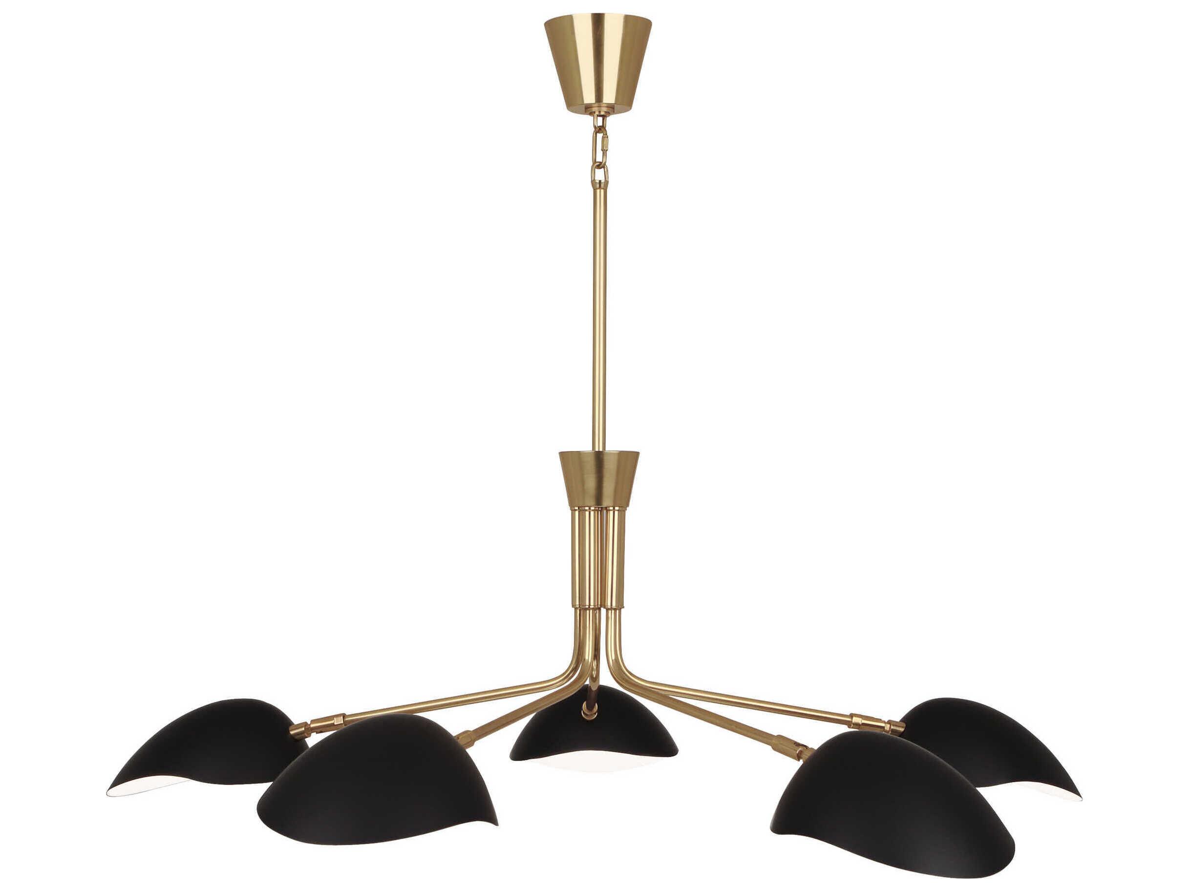 Robert Abbey Rico Espinet Racer 5-Light Modern Brass Matte Black Chandelier