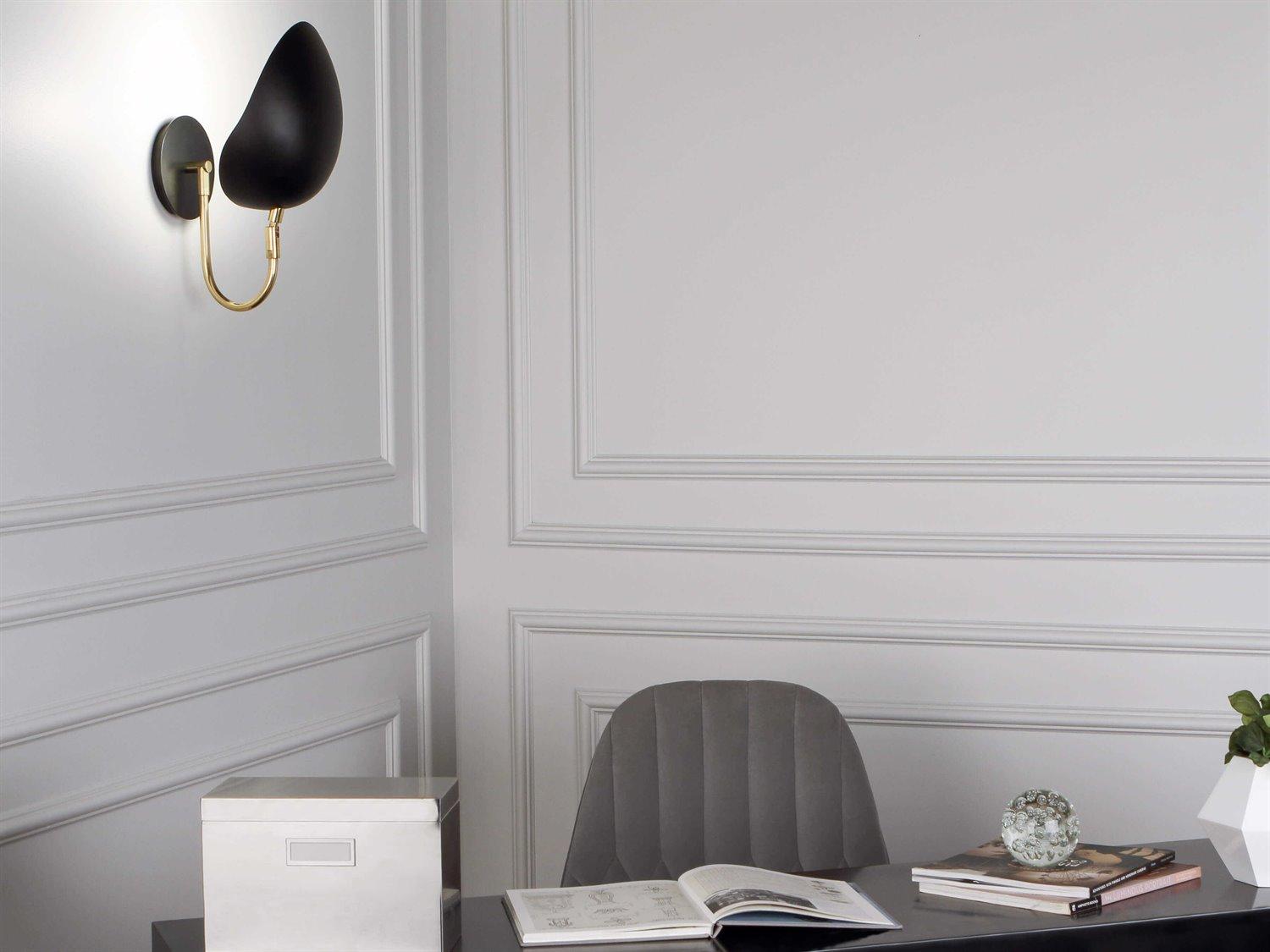 Robert Abbey Rico Espinet Racer 1-Light Modern Brass Matte Black Wall Sconce