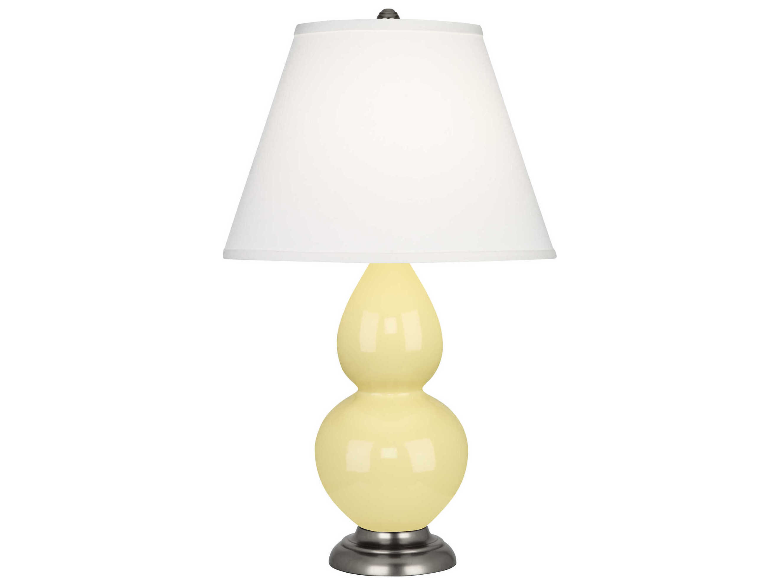 Robert Abbey Small Double Gourd Butter Glazed Antique Silvered Yellow Table Lamp