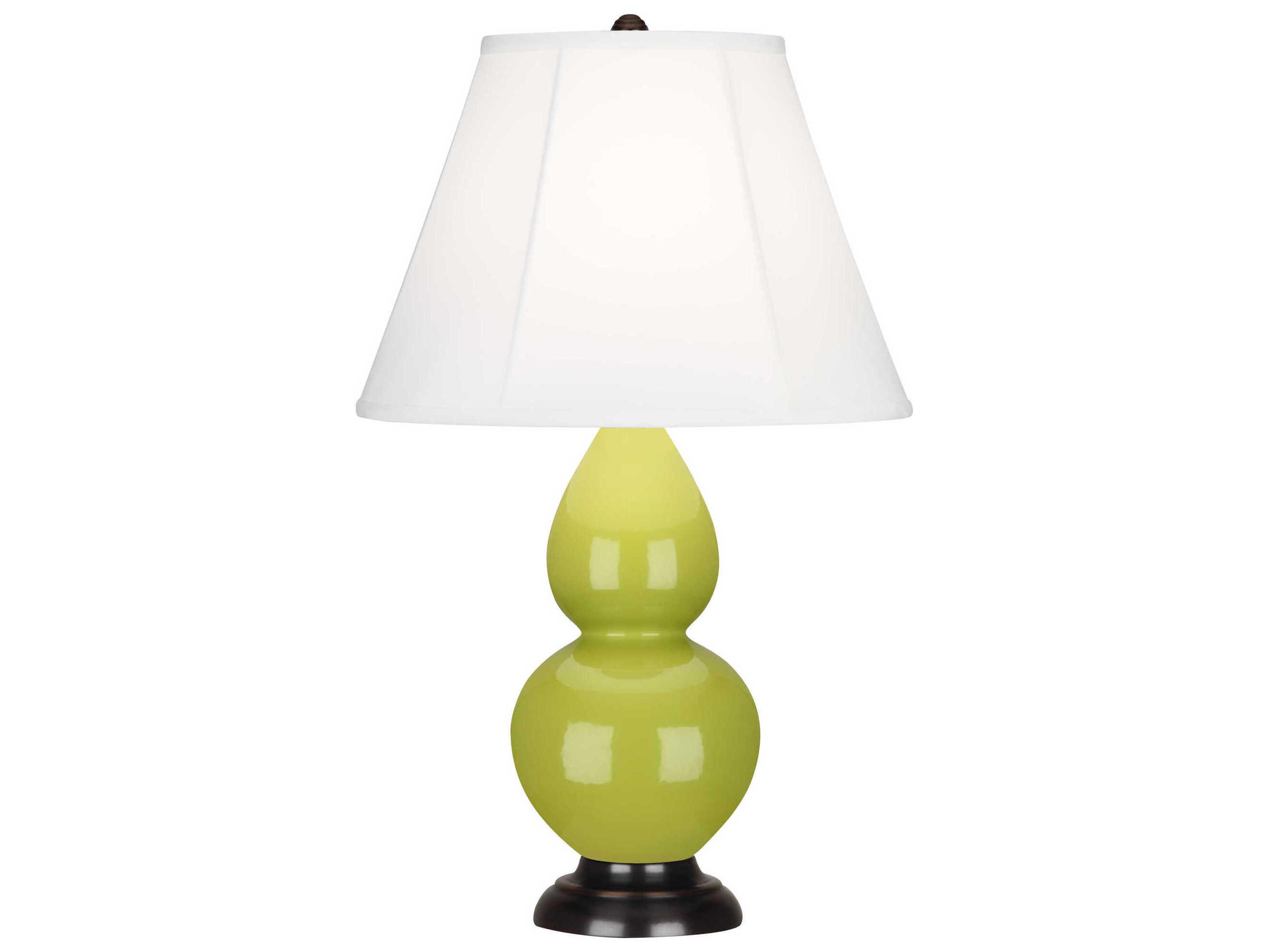 Robert Abbey Small Double Gourd Apple Glazed Deep Patina Bronzed Yellow Table Lamp