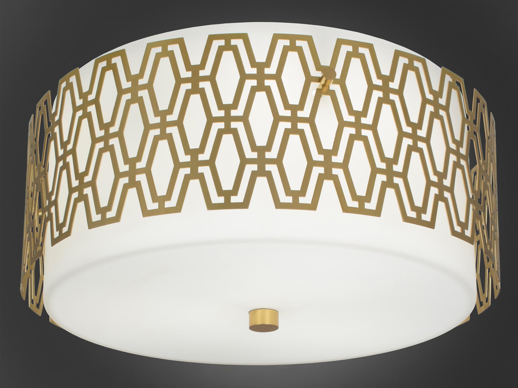 Robert Abbey Marcel 3-Light Brass Geometric Round Flush Mount