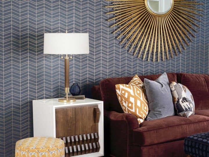 Robert Abbey Dexter Modern Brass Walnut Wood Column Buffet Lamp