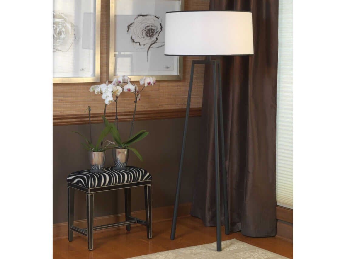 Robert Abbey Rico Espinet Shinto Wrought Iron Black Floor Lamp