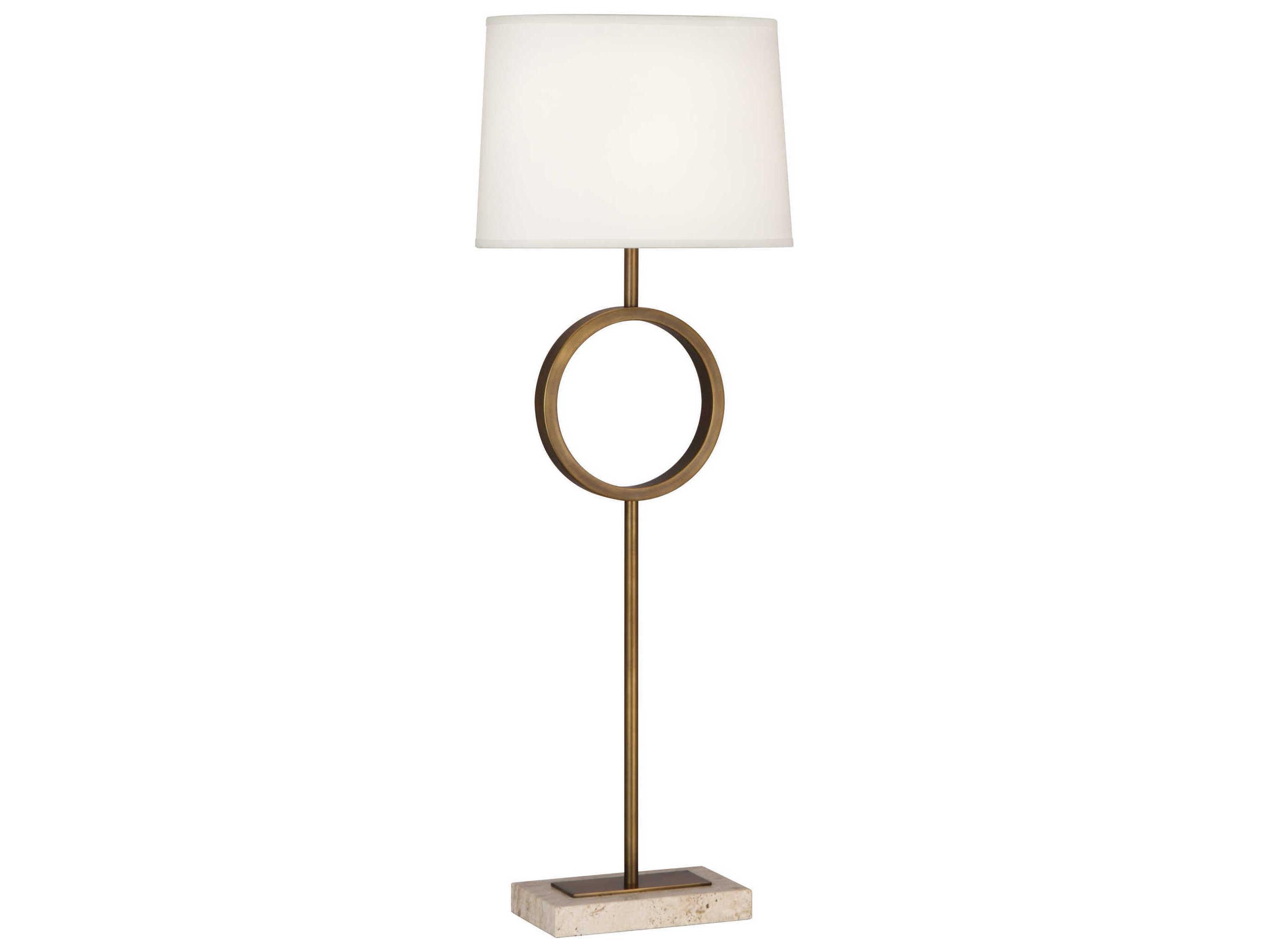 Robert Abbey Logan Aged Brass Travertine Stone Buffet Lamp