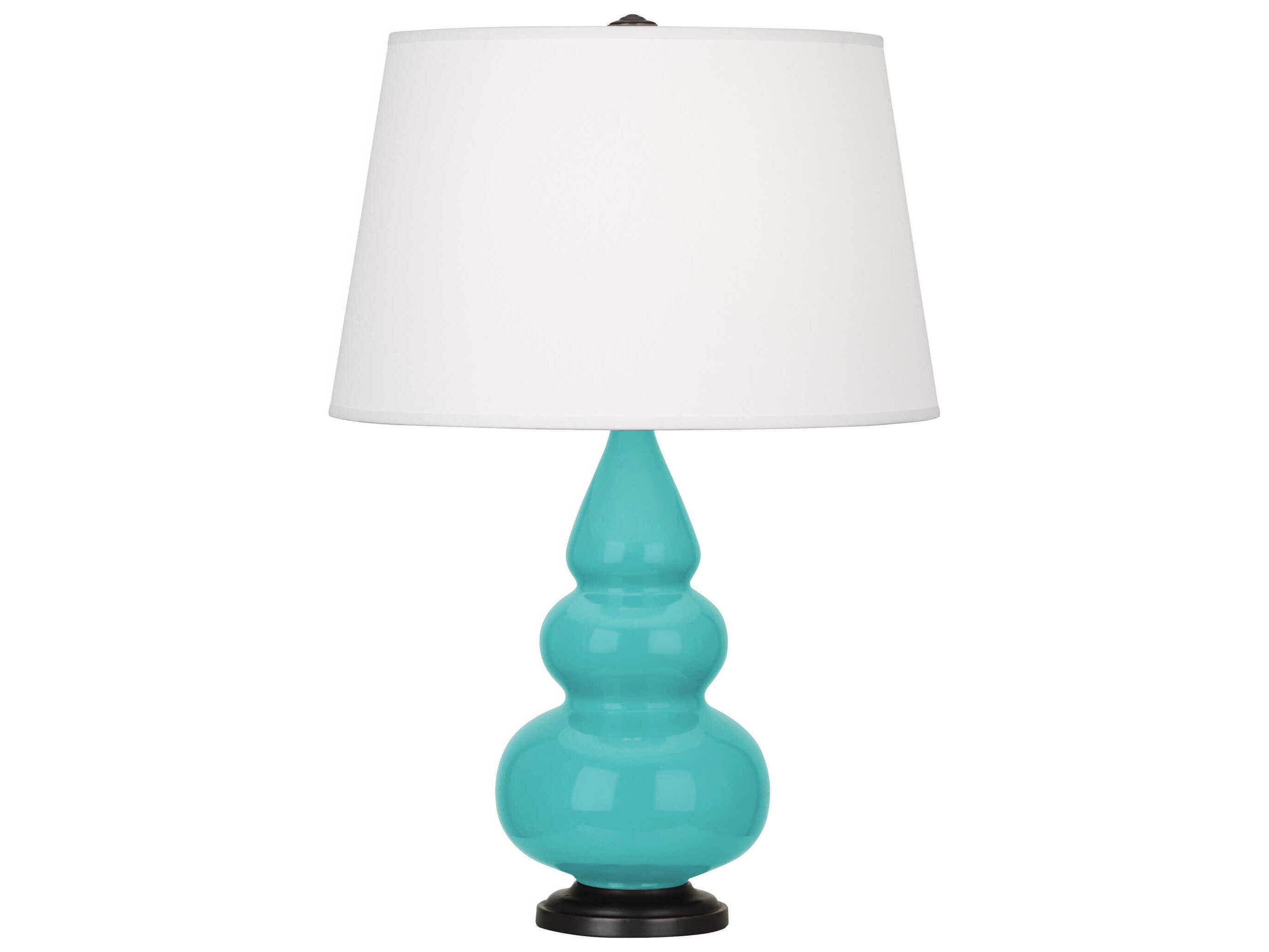 Robert Abbey Small Triple Gourd Egg Blue Glazed Table Lamp