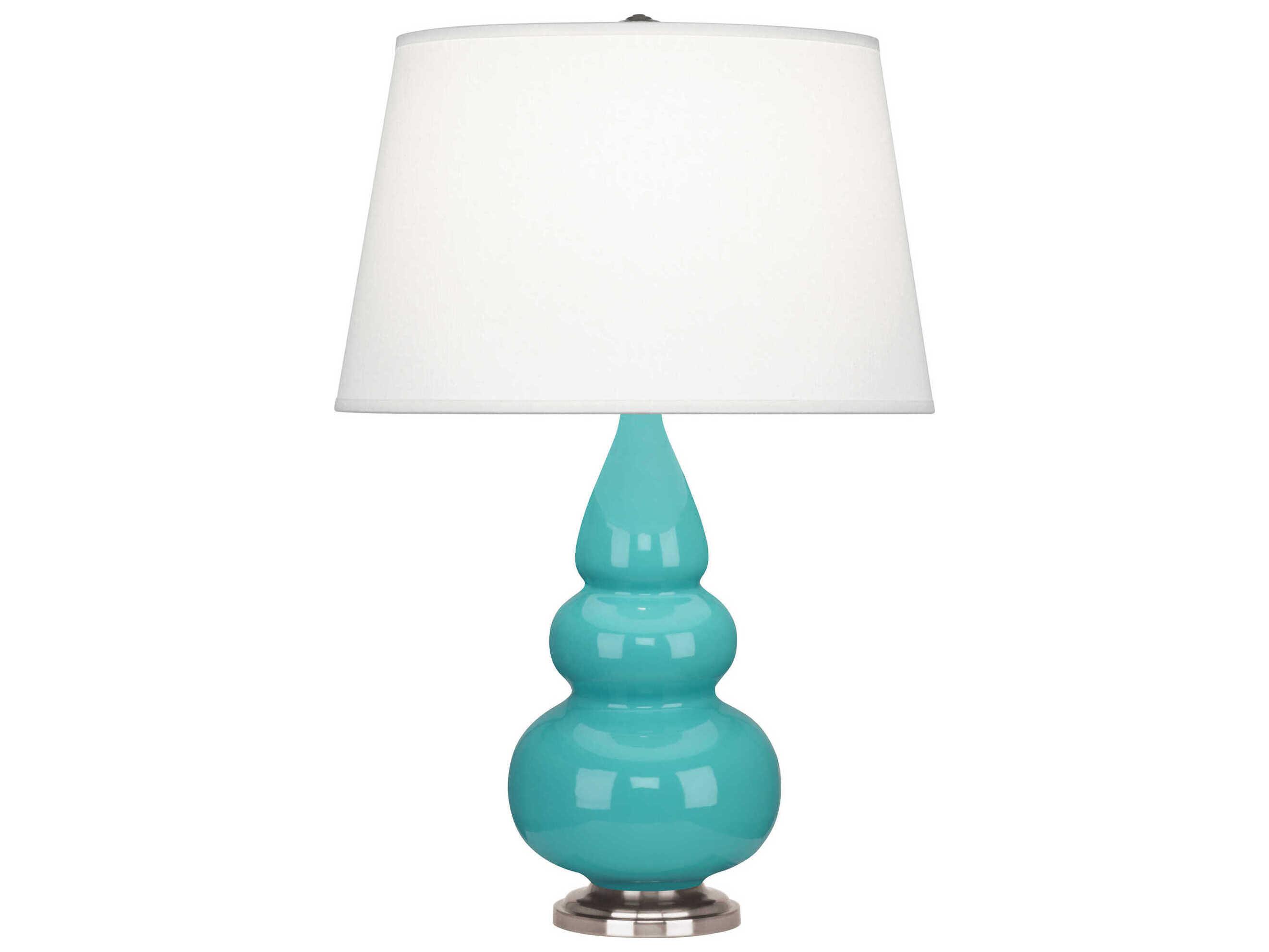Robert Abbey Small Triple Gourd Egg Blue Glazed Table Lamp