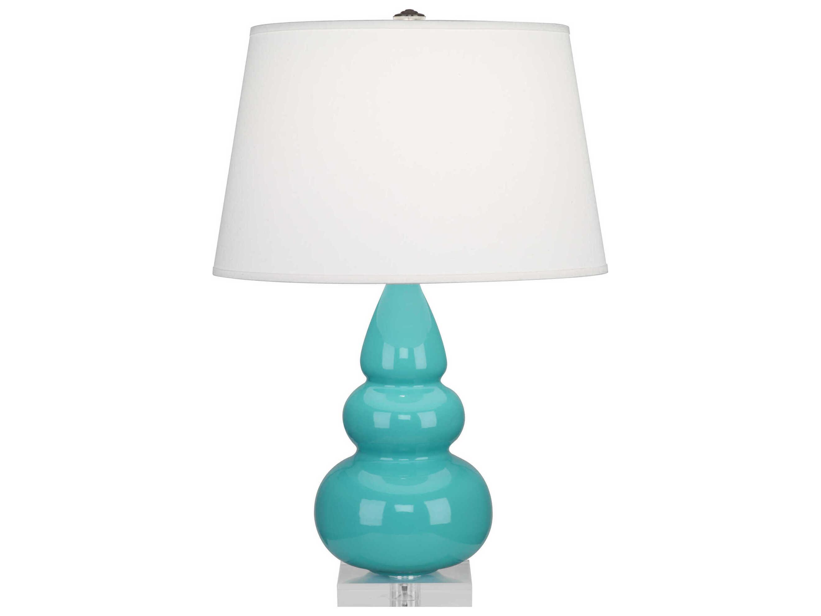 Robert Abbey Small Triple Gourd Egg Blue Glazed Table Lamp
