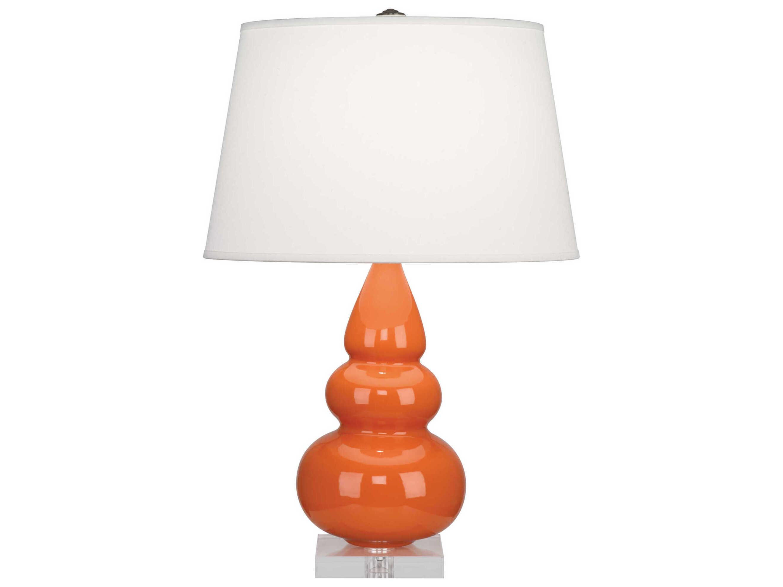 Robert Abbey Small Triple Gourd Pumpkin Glazed Orange Table Lamp