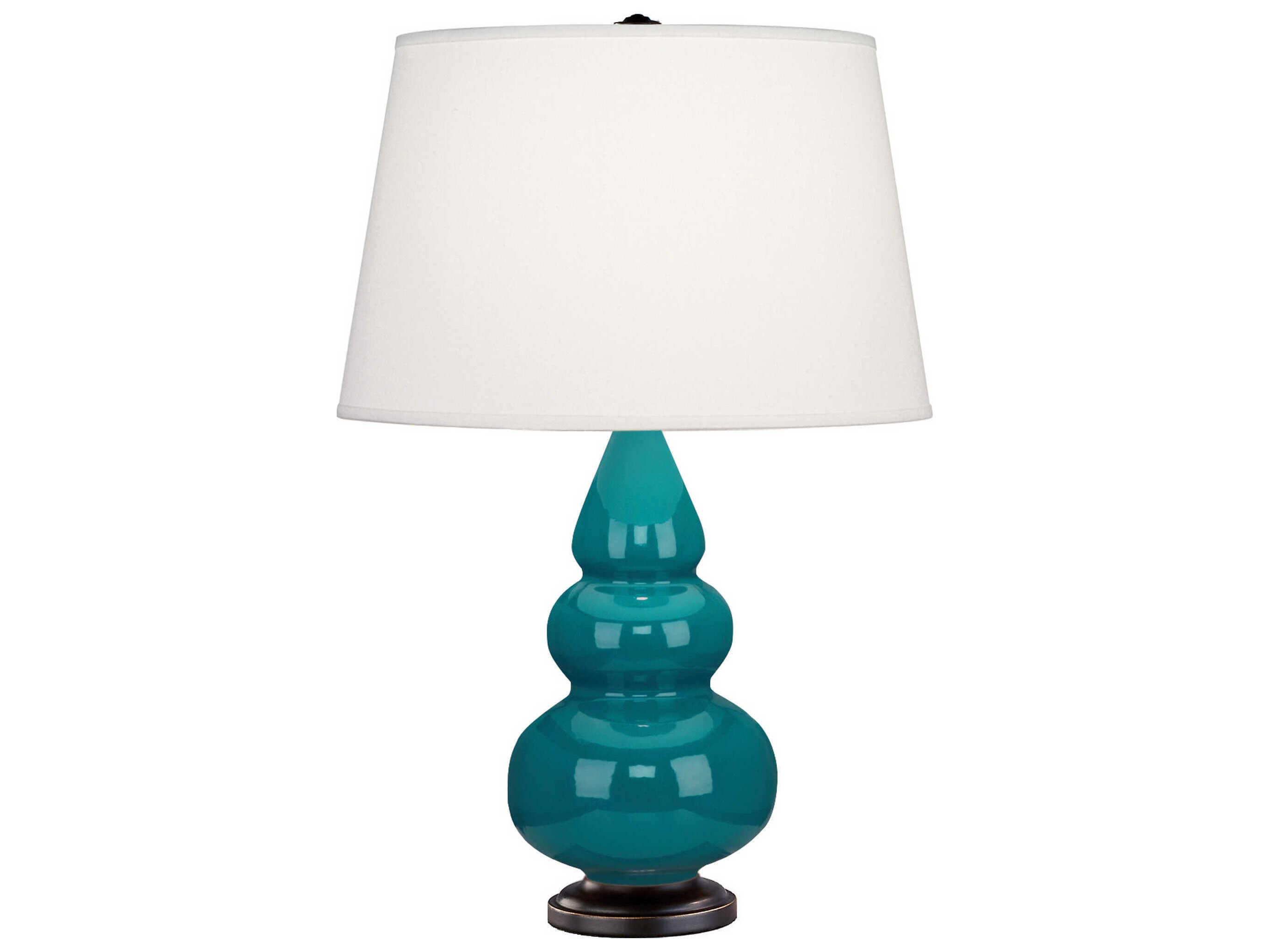 Robert Abbey Small Triple Gourd Peacock Glazed Green Table Lamp