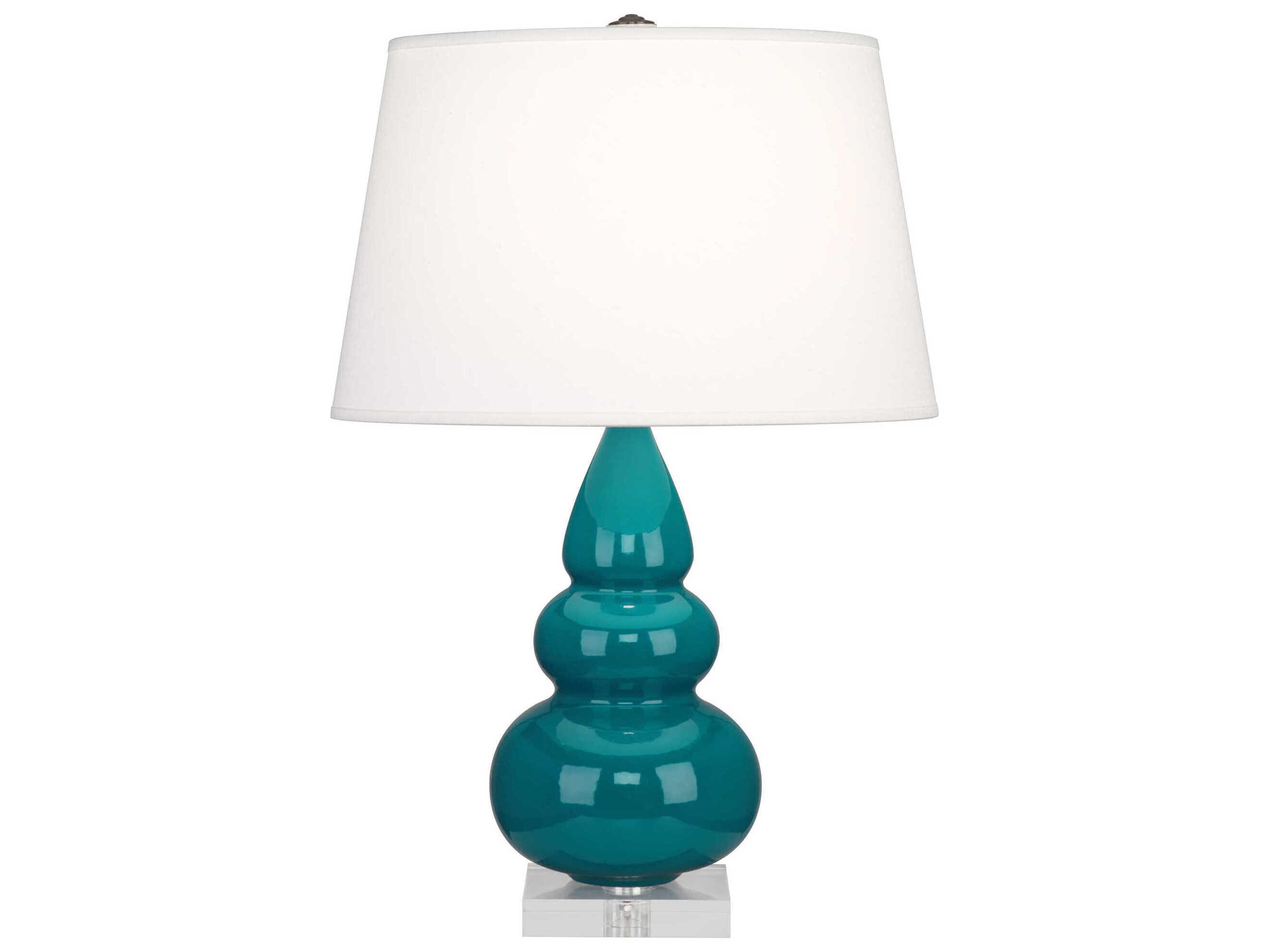 Robert Abbey Small Triple Gourd Peacock Glazed Green Table Lamp