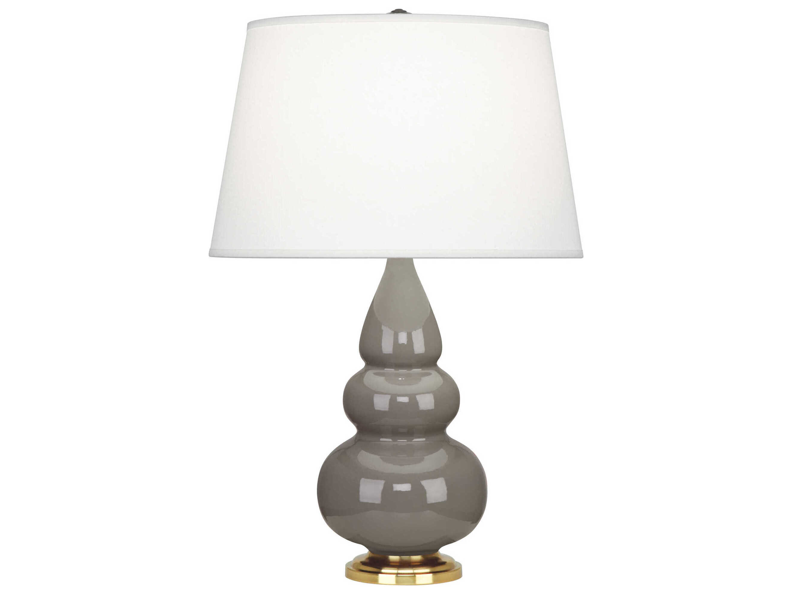 Robert Abbey Small Triple Gourd Smoky Taupe Glazed Gray Table Lamp