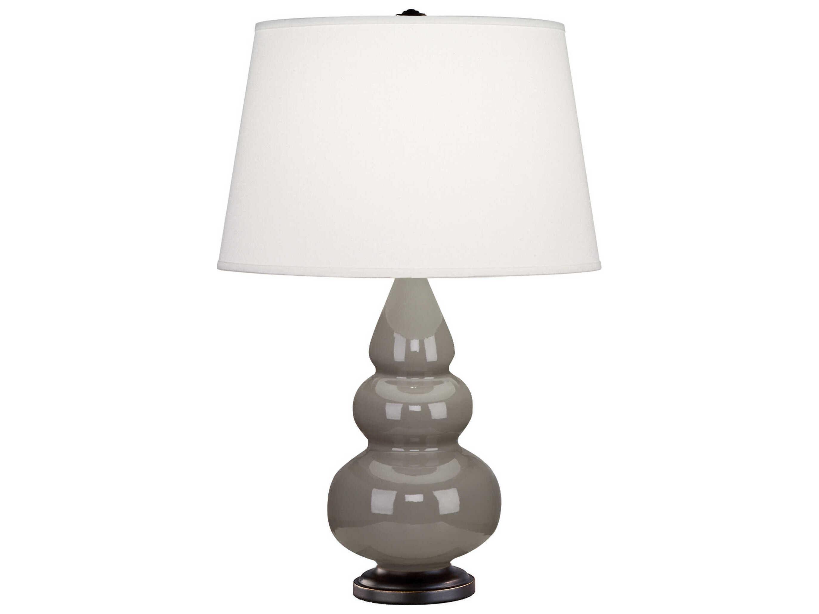 Robert Abbey Small Triple Gourd Smoky Taupe Glazed Gray Table Lamp