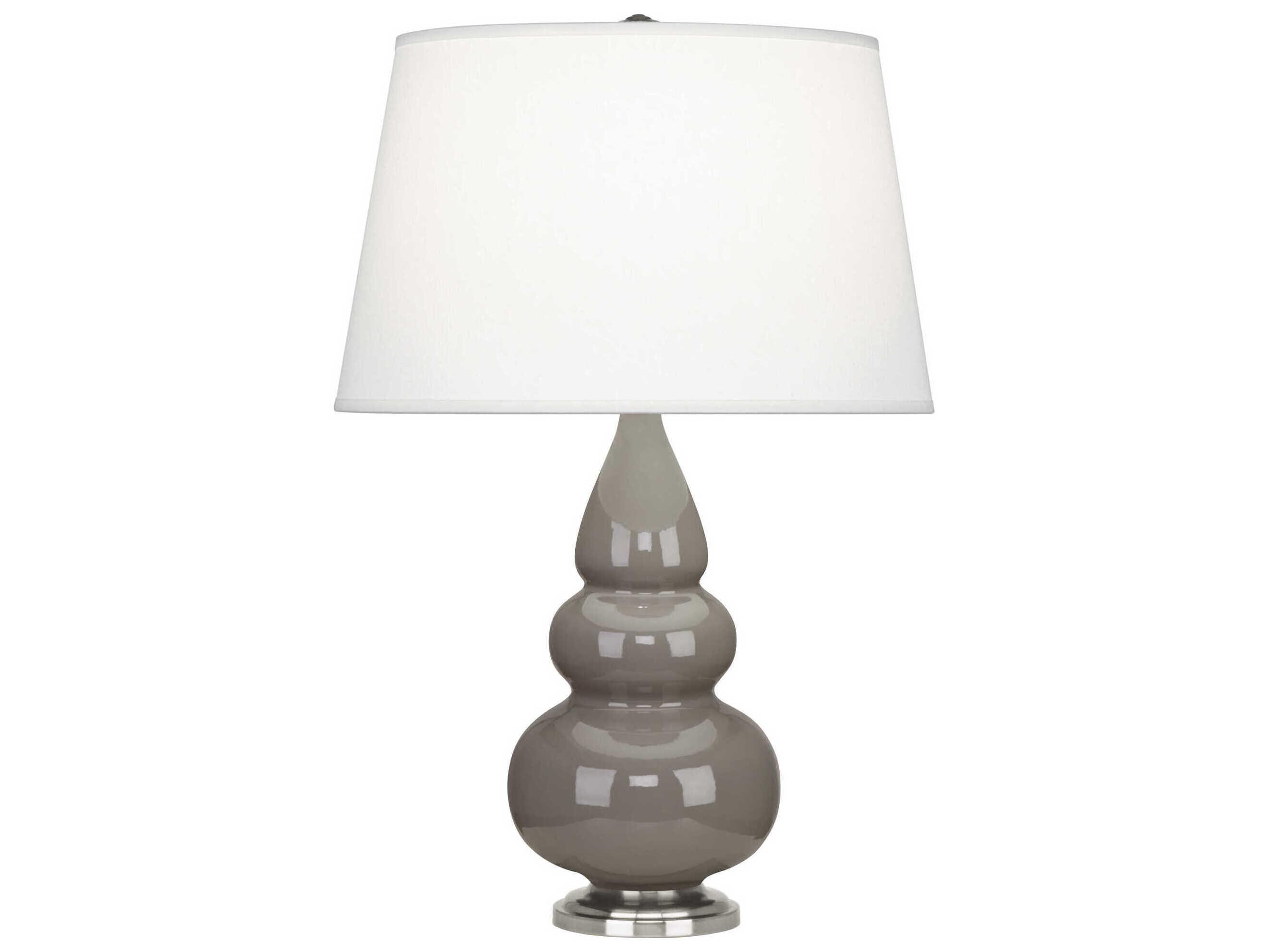 Robert Abbey Small Triple Gourd Smoky Taupe Glazed Gray Table Lamp