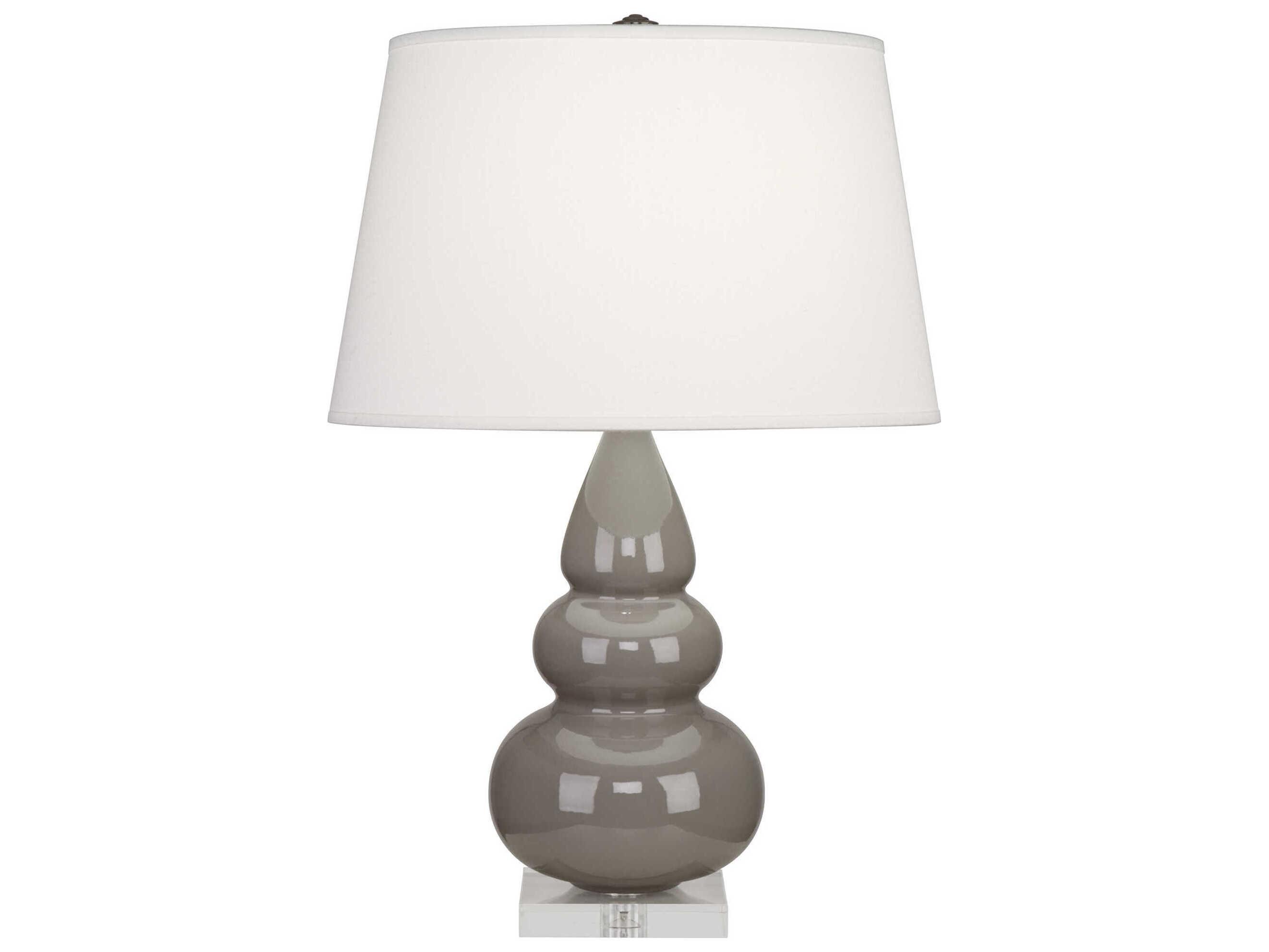 Robert Abbey Small Triple Gourd Smoky Taupe Glazed Gray Table Lamp
