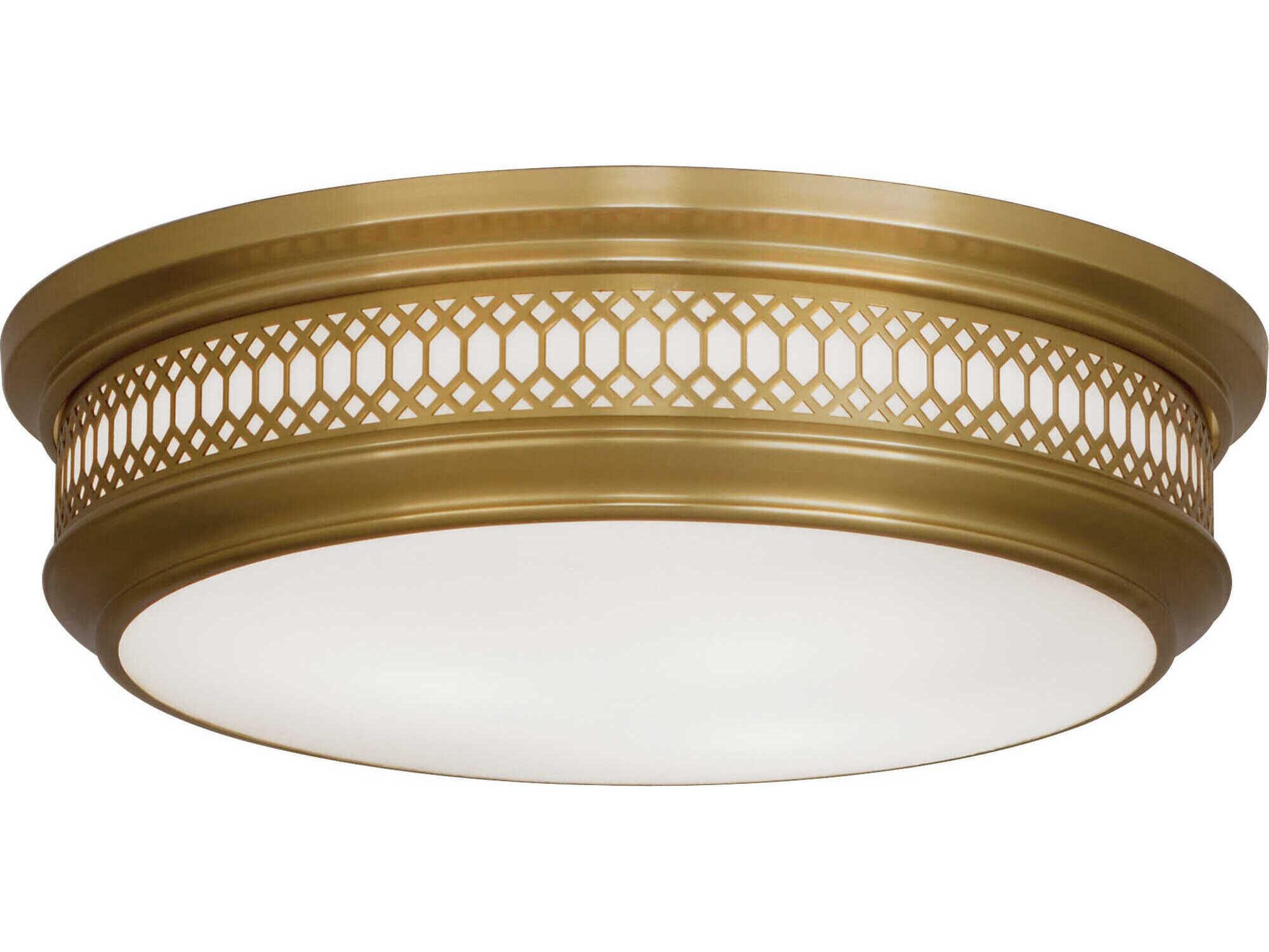 Robert Abbey Williamsburg Tucker 3-Light Antique Brass Round Flush Mount