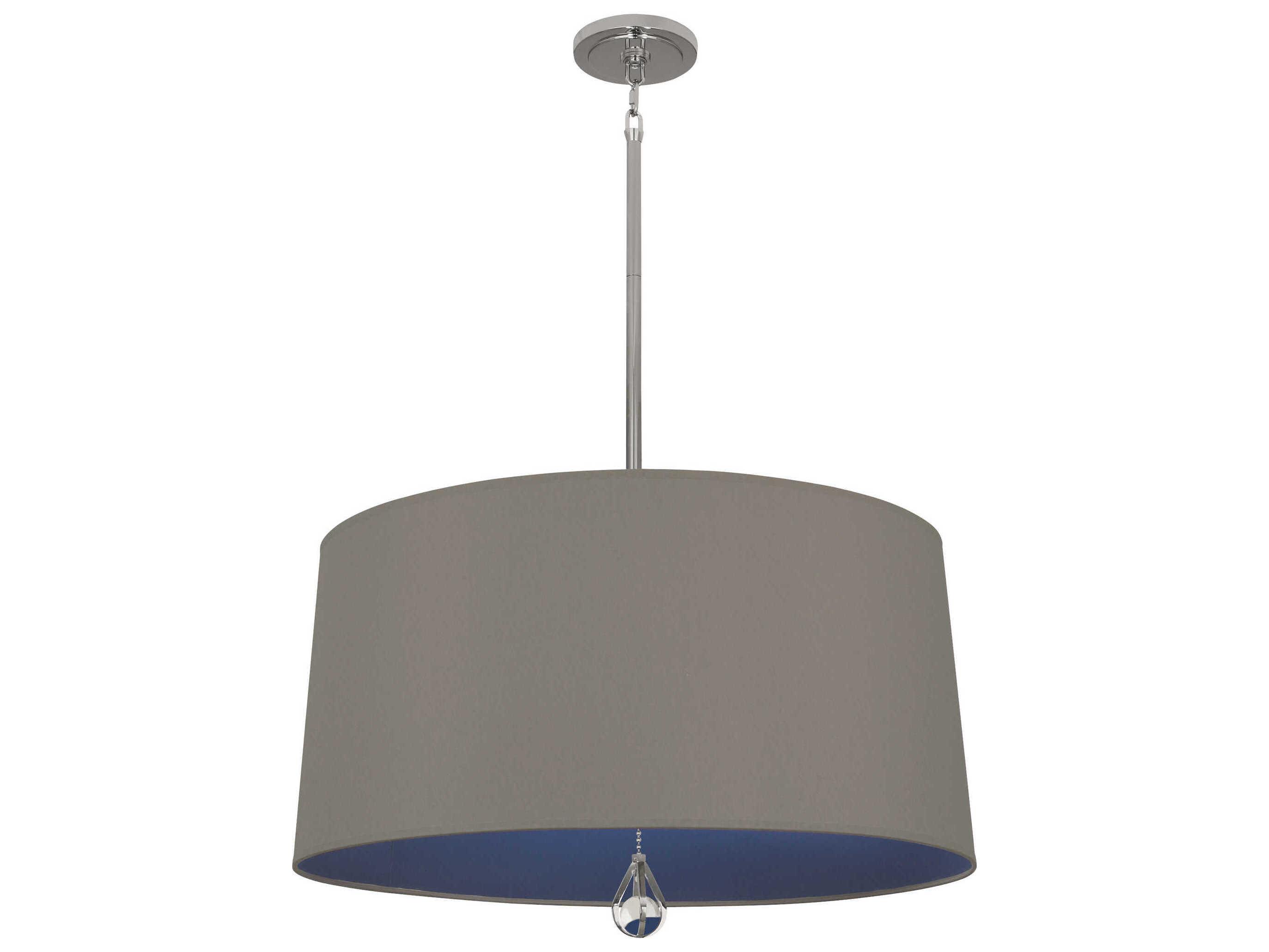 Robert Abbey Williamsburg Custis 3-Light Modern Brass Gray Drum Pendant